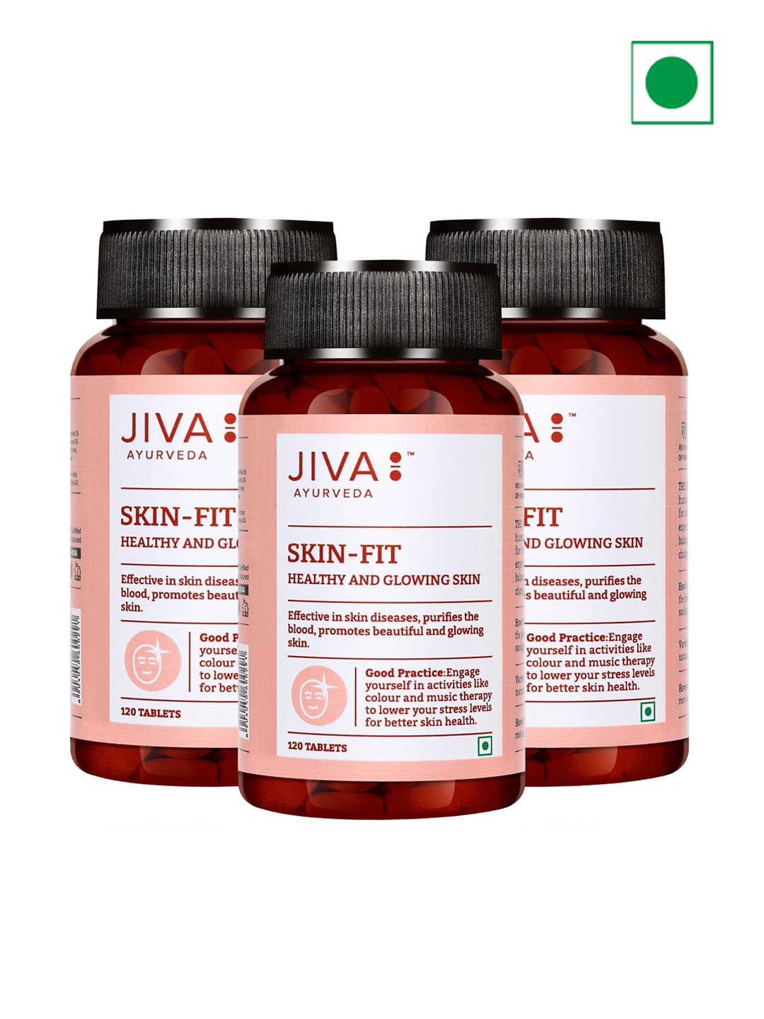 

Jiva Set Of 3 Ayurveda Skin-Fit Tablets -500gm 120 Tablets Each, White