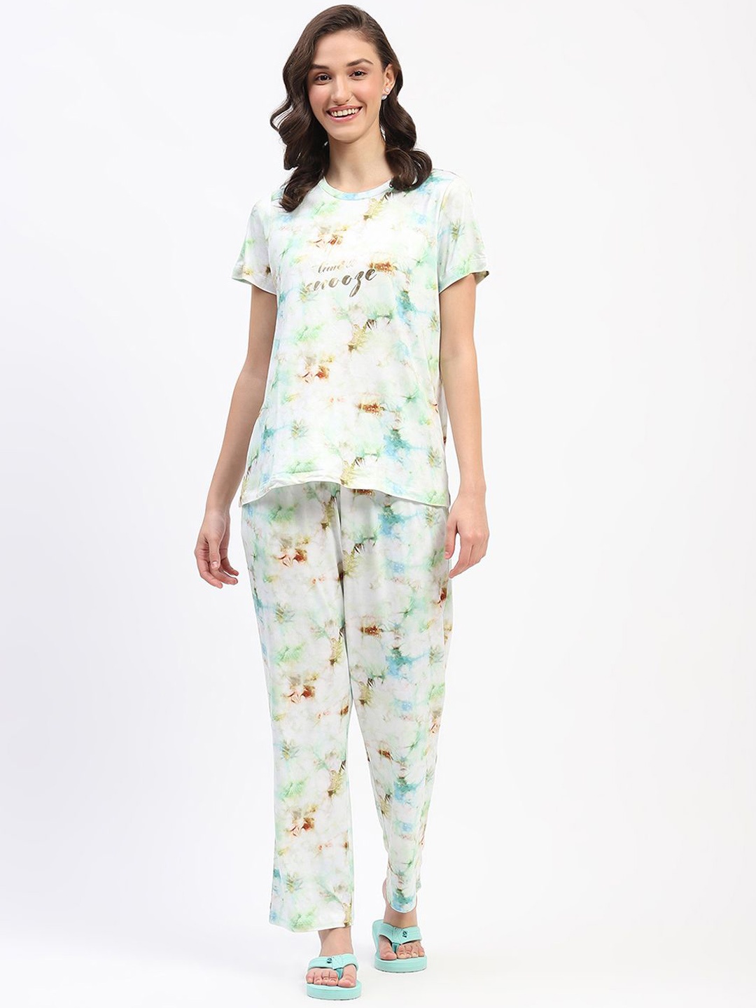 

MADAME M SECRET Women Printed Night suit, Blue