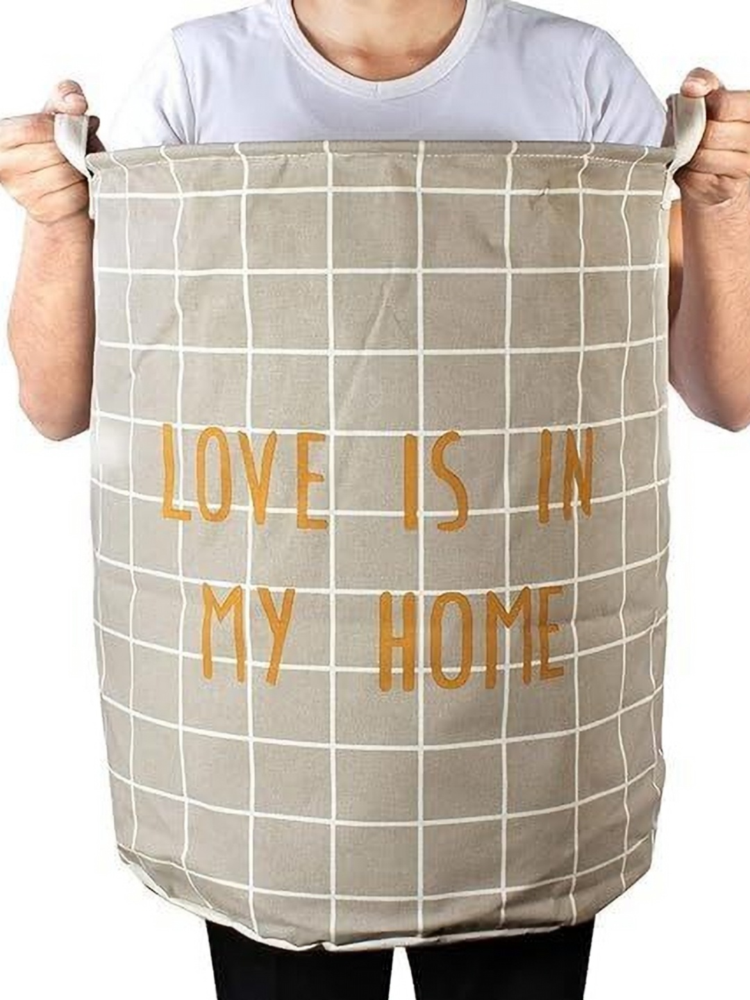 

HomeCloud Grey & White Checked Waterproof Foldable Laundry Bag