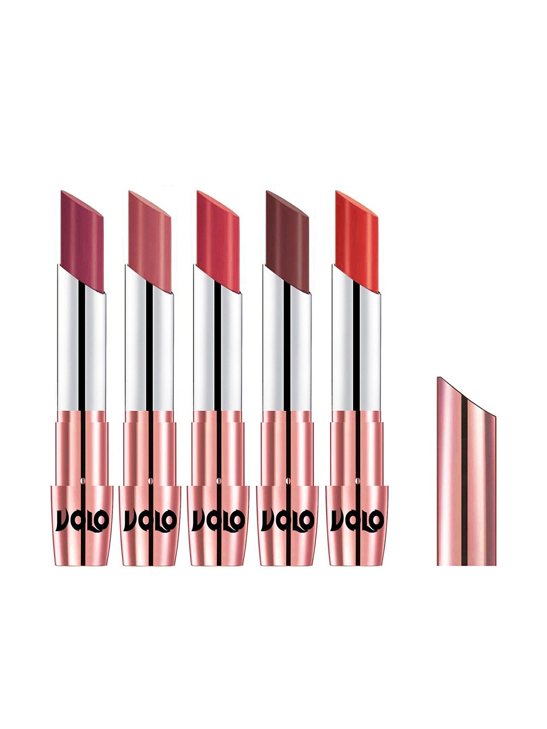 

VOLO Set Of 5 Creme Matte Lipstick - 3.5 g -Light Peach-Plum-Dark Peach-Rose Pink-Orange, Multi