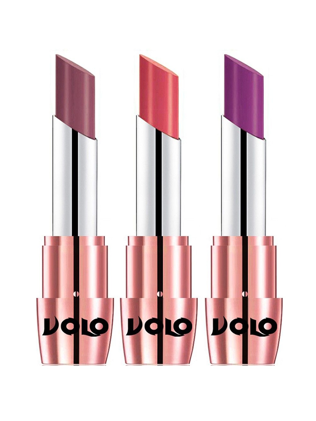 

VOLO Set Of 3 Creme Matte Lipstick 3.5g Each - Plum 636-Purple 637-Dark Peach 648