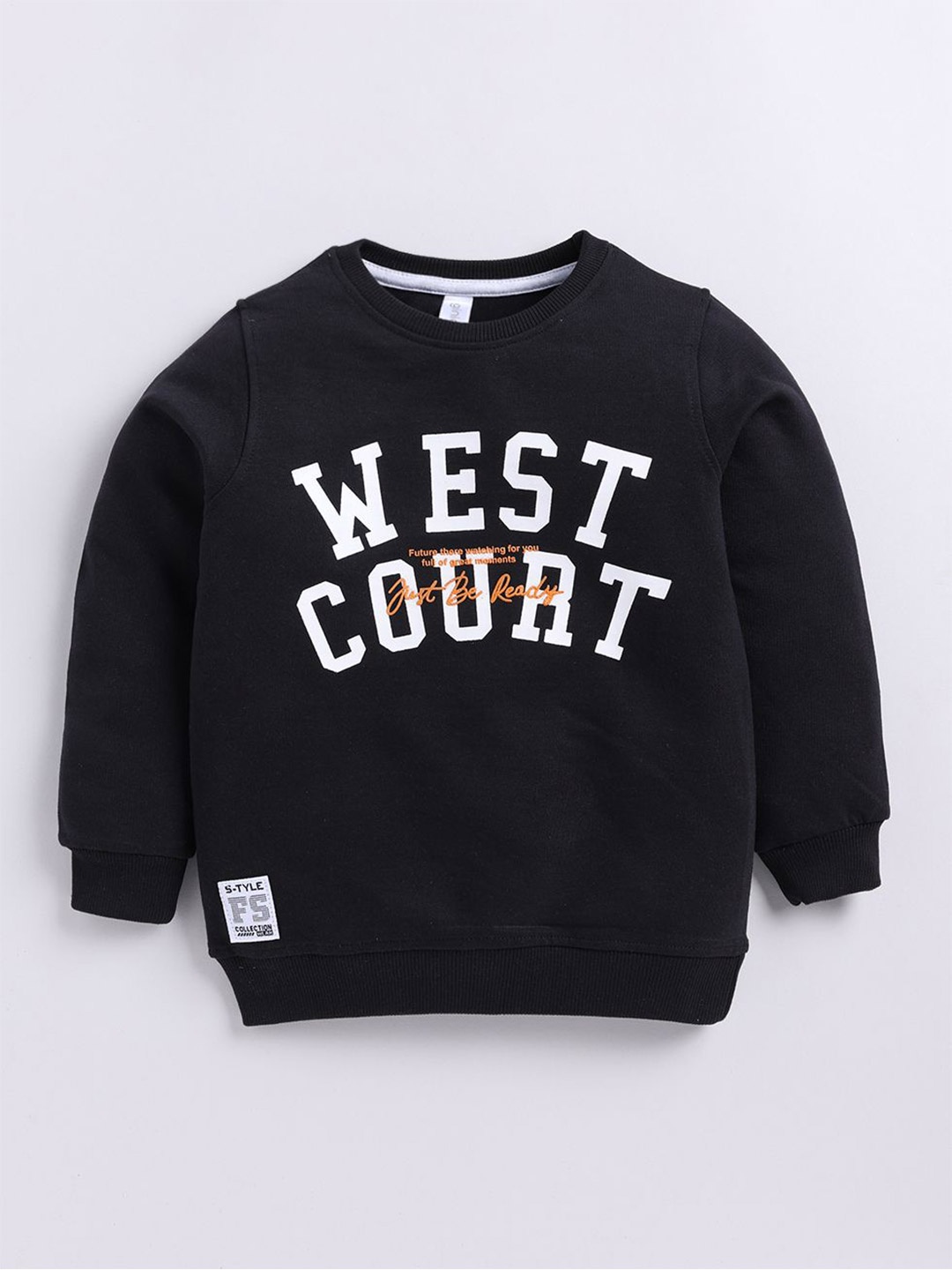 

Ginie Boys Typography Printed Round Neck Sweatshirt, Black