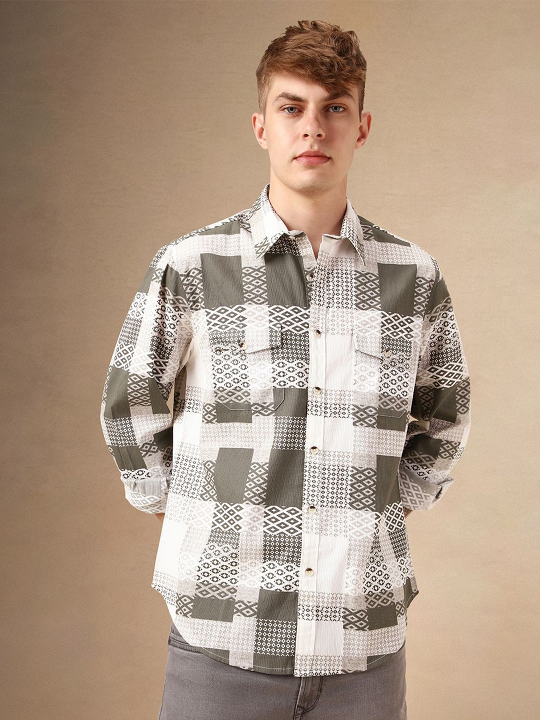 

Dennis Lingo Smart Relaxed Fit Tartan Checked Pure Cotton Casual Shirt, Olive
