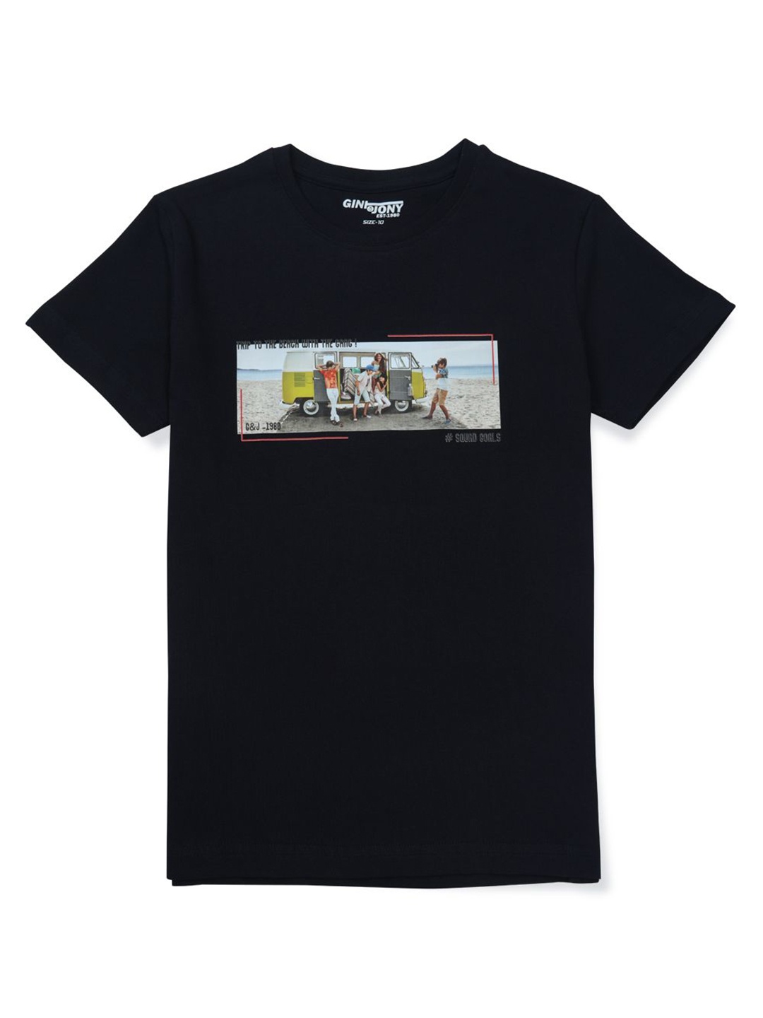 

Gini and Jony Boys Graphic Printed Round Neck Cotton T-shirt, Navy blue