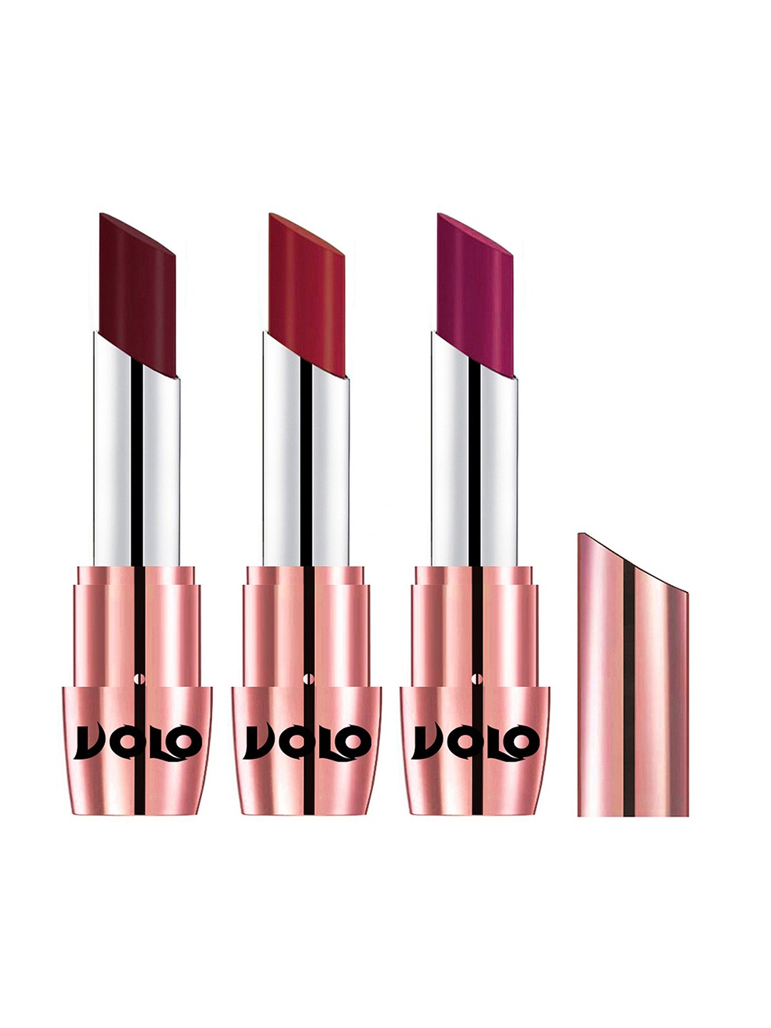 

VOLO Set Of 3 Creme Matte Lipstick-3.5g-Magenta-642, Red-643, Maroon-645, Multi