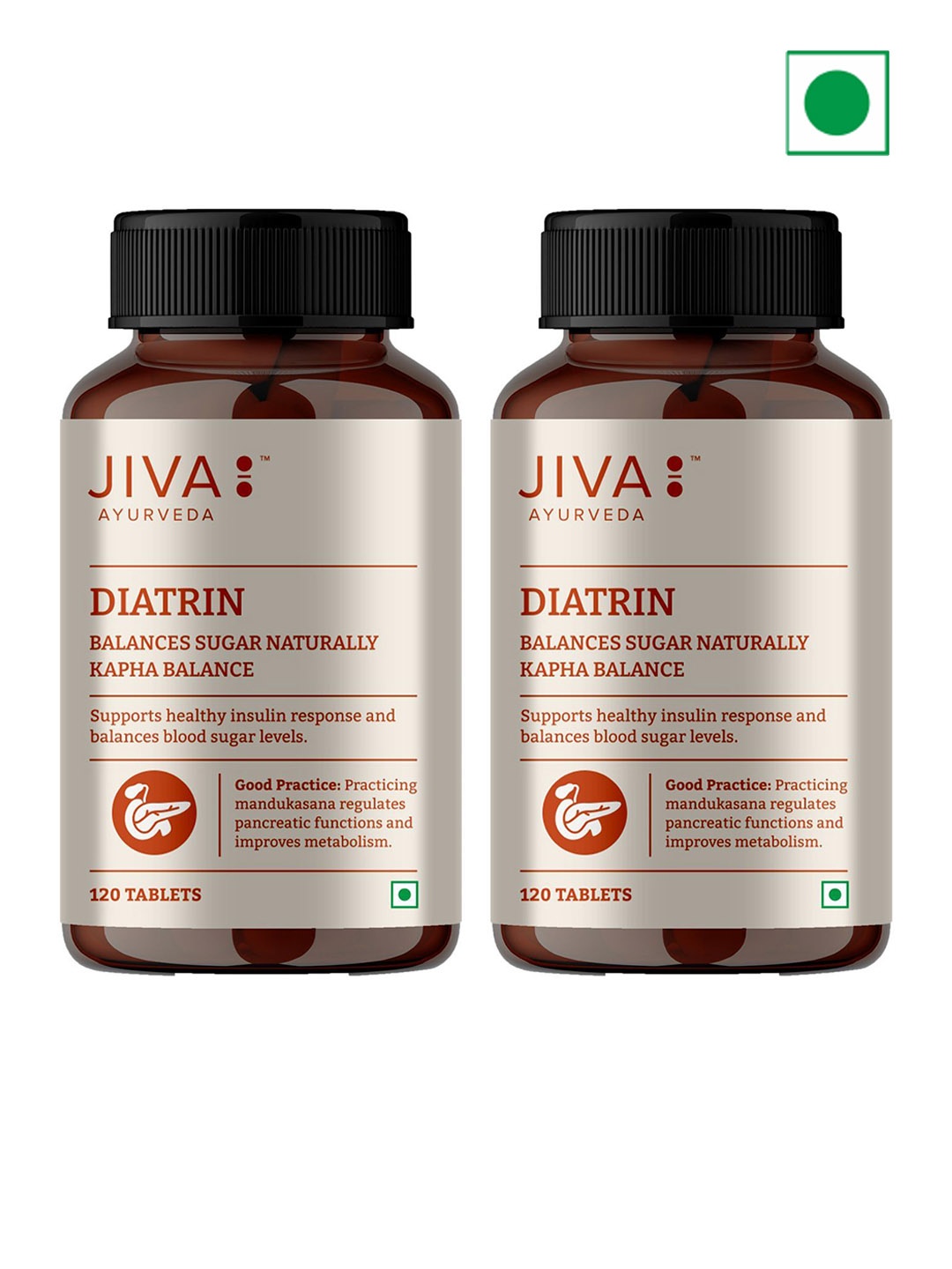 

Jiva Set Of 2 Diatrin Tablets 500mg Controls Blood Sugar- 120 Tablets Each, White
