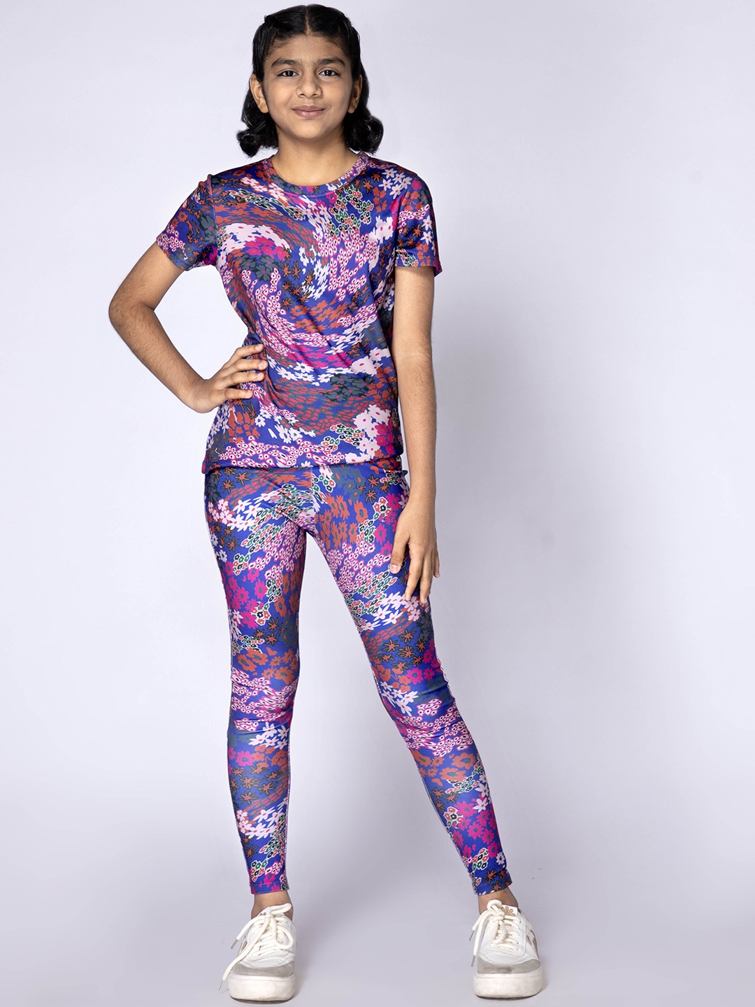 

UMILDO Girls Printed High-Rise Skinny-Fit Tights, Blue