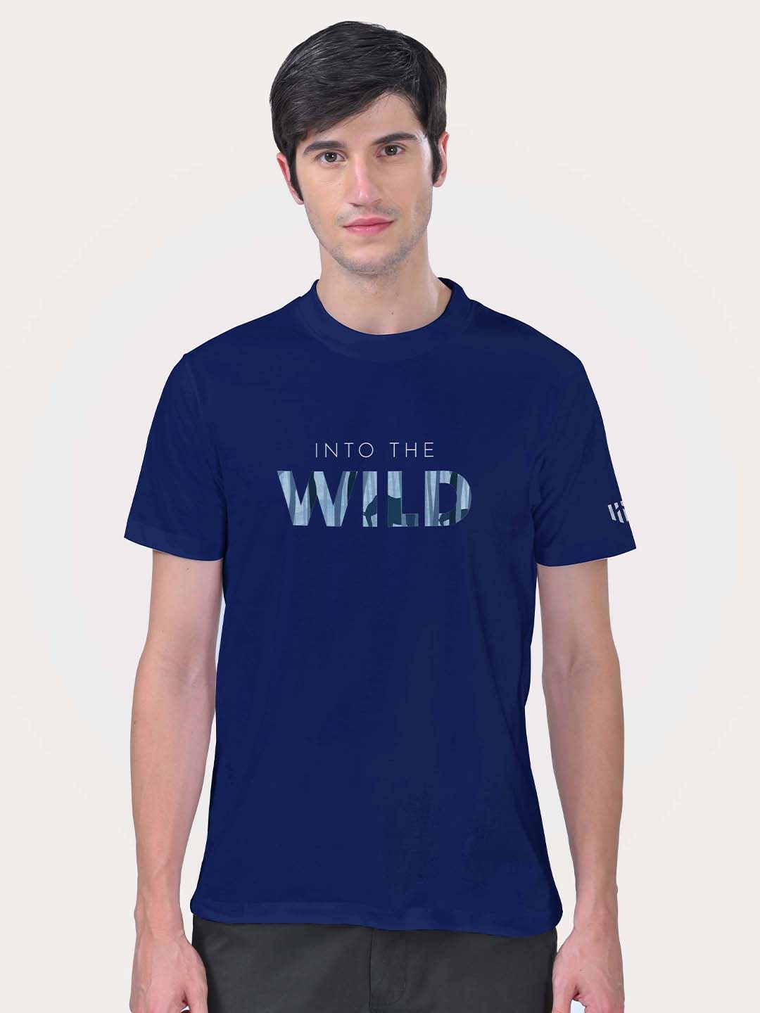 

Aero Armour Unisex Typography Printed Round Neck Cotton T-shirt, Navy blue