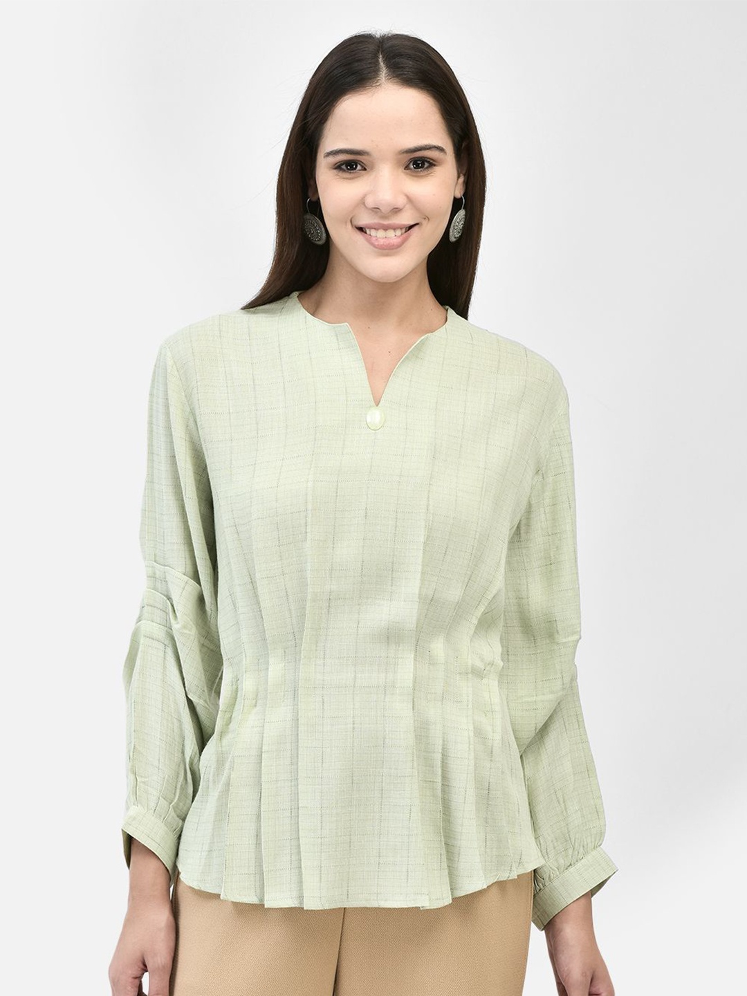 

FUTURO Women Self Design Top, Green