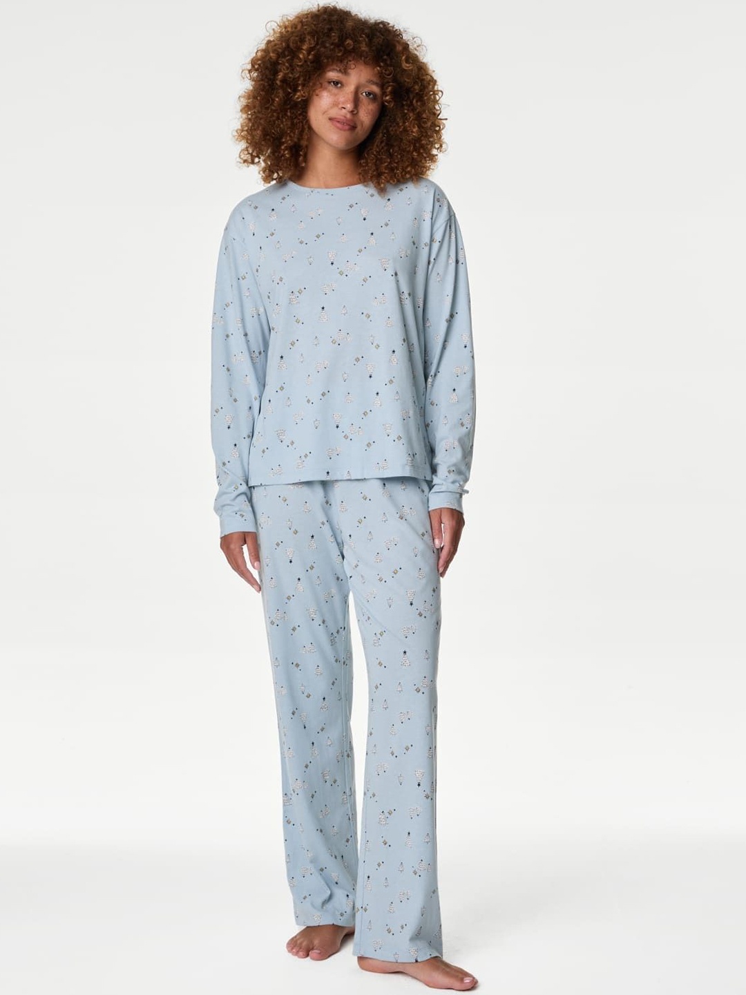 

Marks & Spencer Women Printed Night suit, Blue