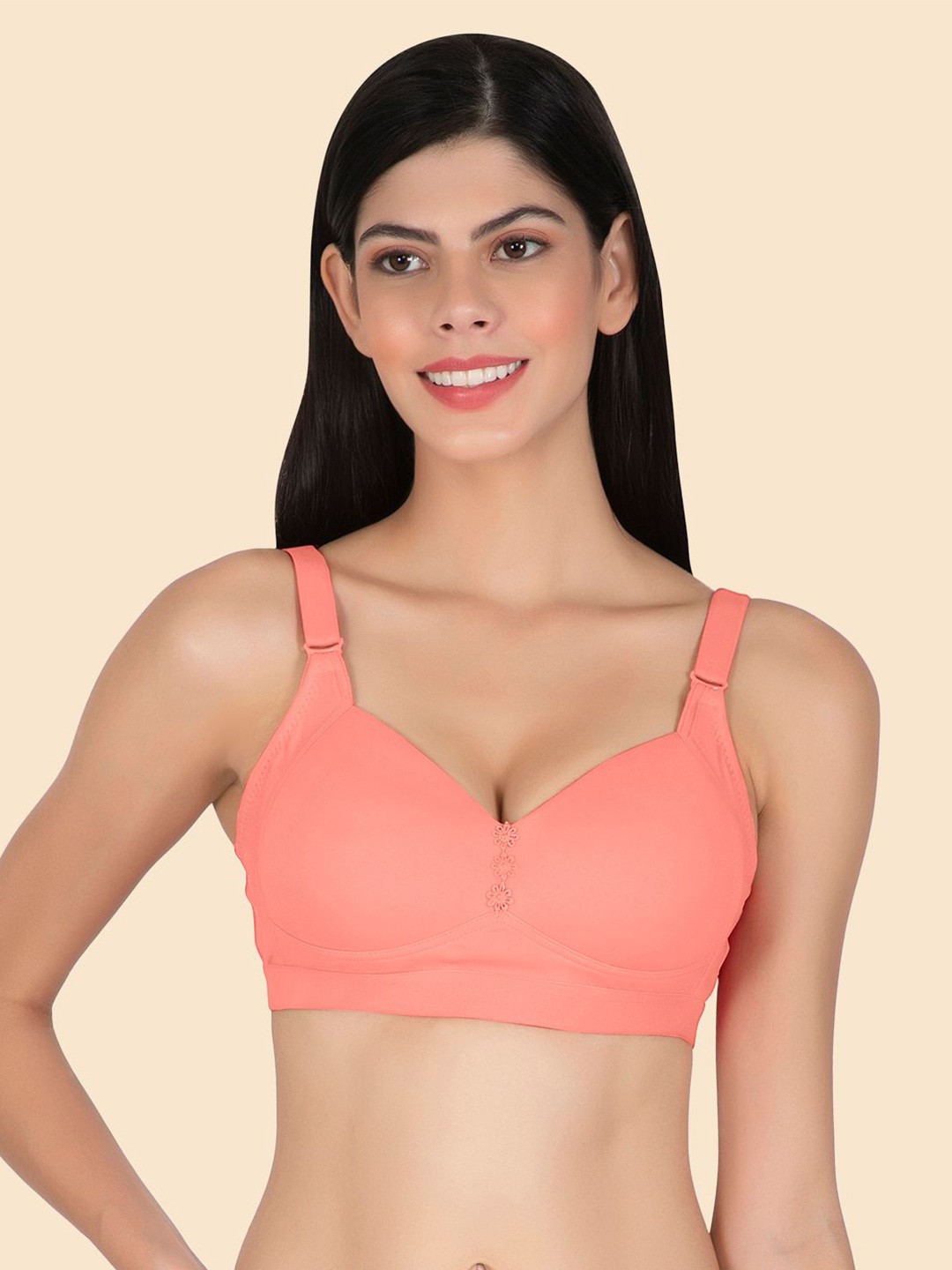 

Joomie Solid Full Coverage Lightly Padded Bra, Coral