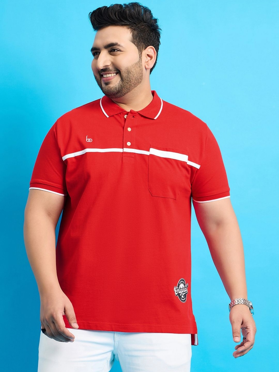 

bigbanana Originals Men Polo Collar Bio Finish Pockets T-shirt, Red