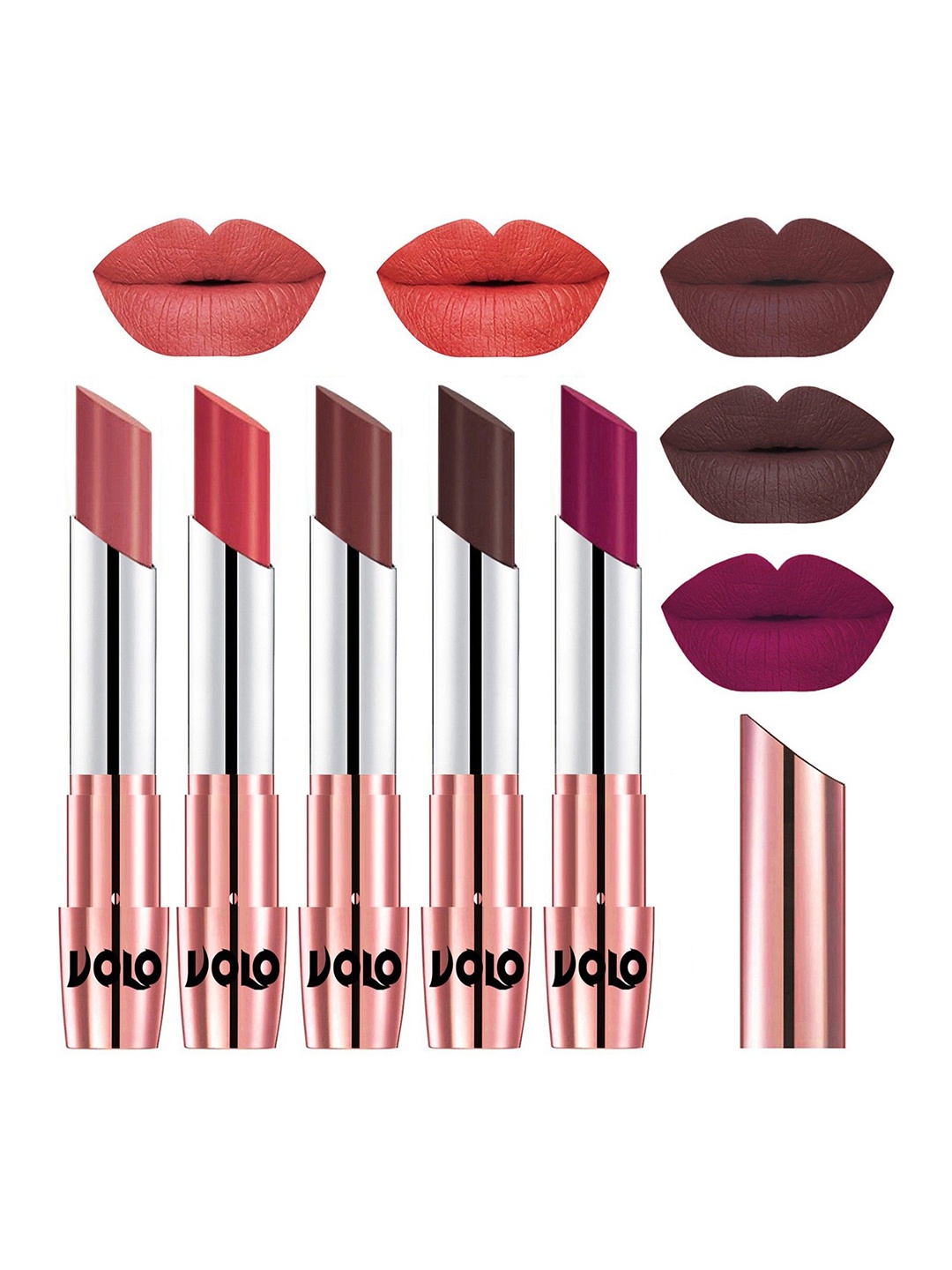 

VOLO Set Of 5 Creme Matte Lipstick - 3.5g Each - 32-33-34-35-45, Multi