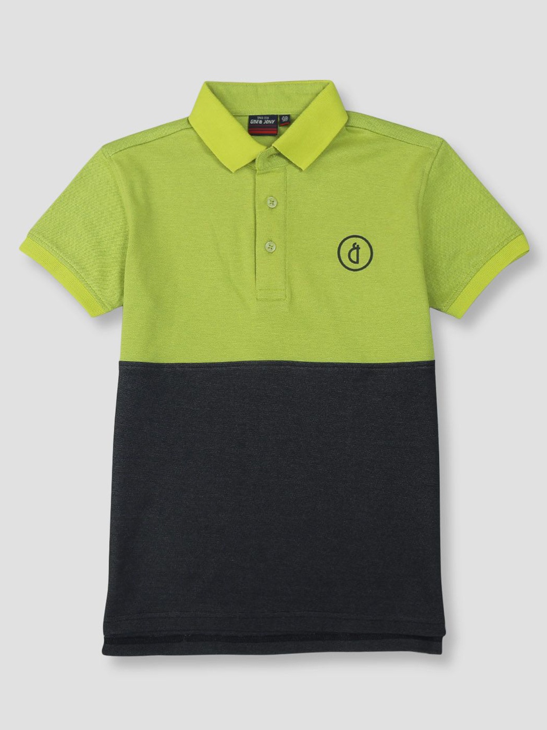 

Gini and Jony Boys Colourblocked Polo Collar Cotton T-shirt, Green