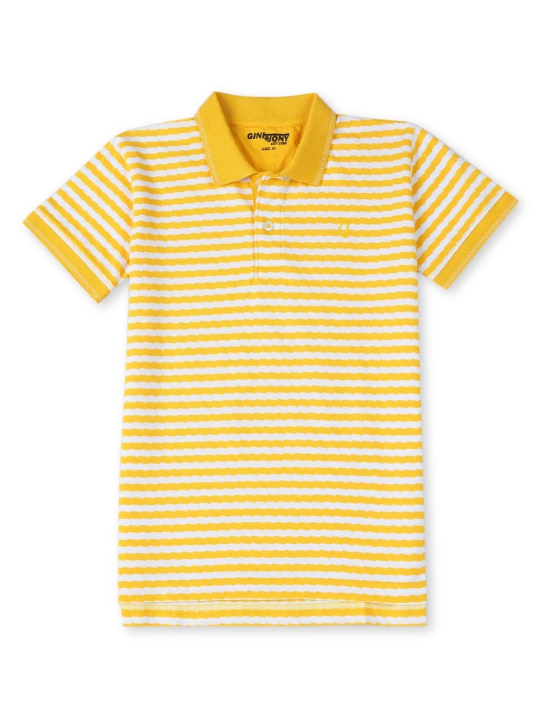 

Gini and Jony Boys Striped Polo Collar Cotton T-shirt, Yellow