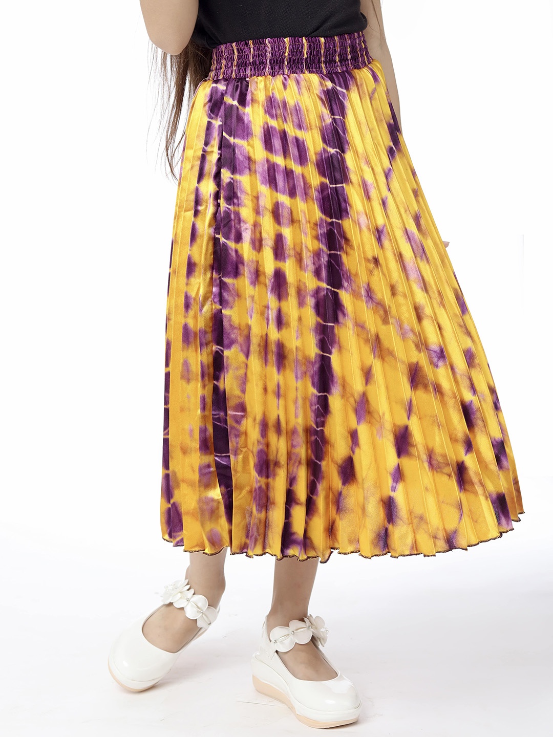 

BAESD Girls Printed Accordion Pleats Flared Midi Skirts, Yellow