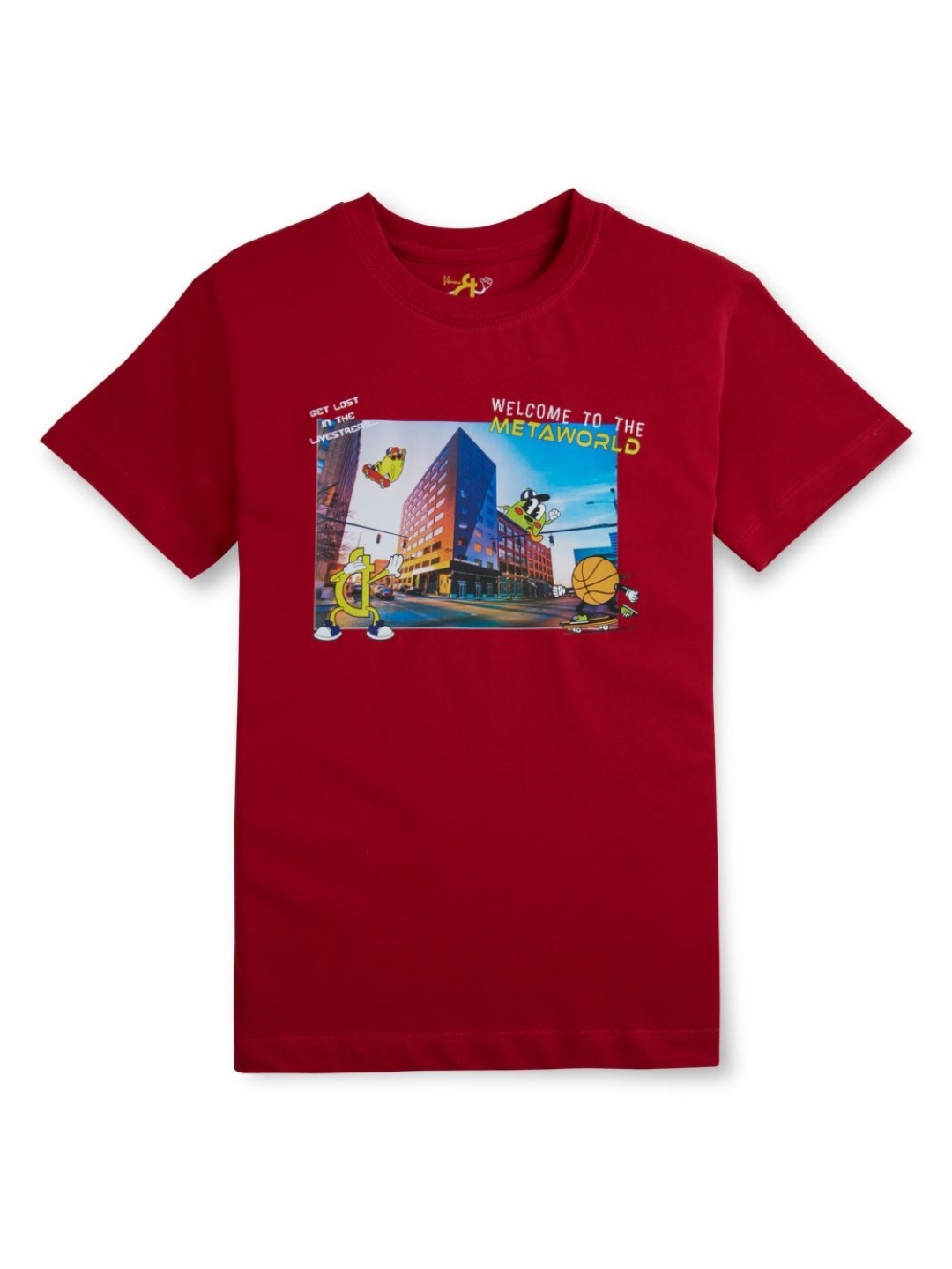 

Gini and Jony Boys Graphic Printed Round Neck Cotton T-shirt, Red