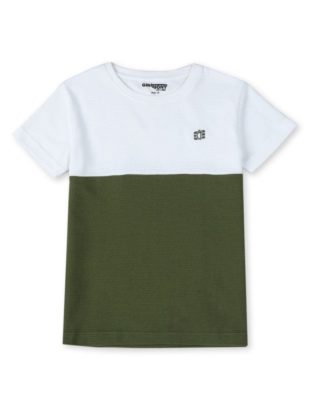 

Gini and Jony Boys Colourblocked Round Neck Cotton T-shirt, Olive