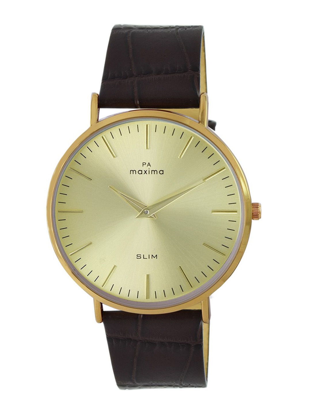 

maxima Men Dial & Leather Straps Analogue Watch 59541LMGY, Gold