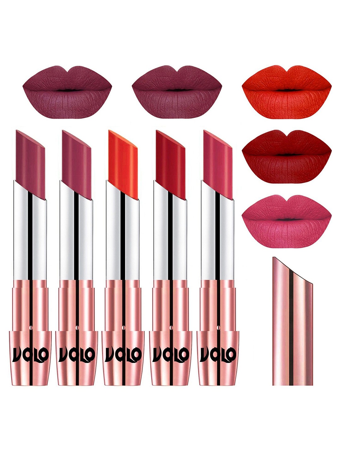 

VOLO Set Of 5 Creme Matte Lipstick - Cherry 31-Rose Pink 38-Coral 39-Tomato Red 40-Pink 41