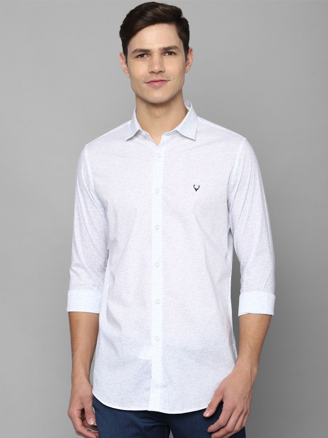 

Allen Solly Men Spread Collar Abstract Printed Cotton Slim Fit Casual Shirt, White