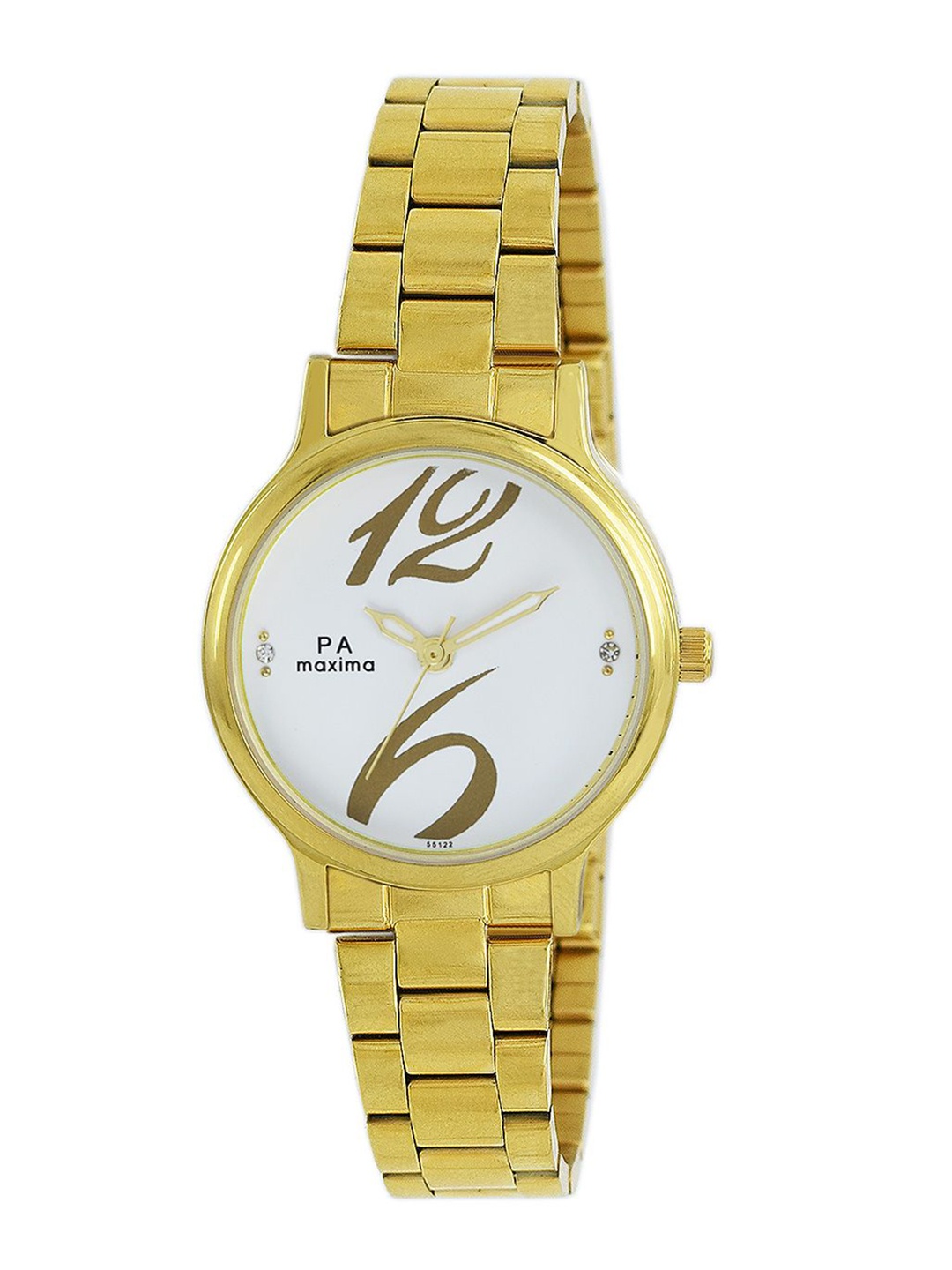 

maxima Women Printed Dial & Stainless Steel Straps Analogue Watch 55122CMLY, White