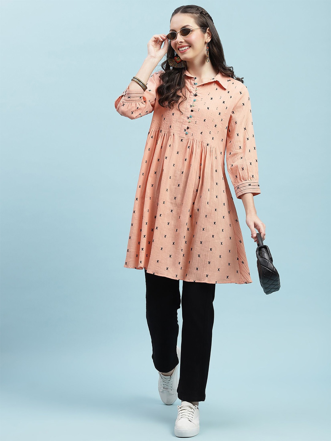 

Shree Shirt Collar Tunic, Peach