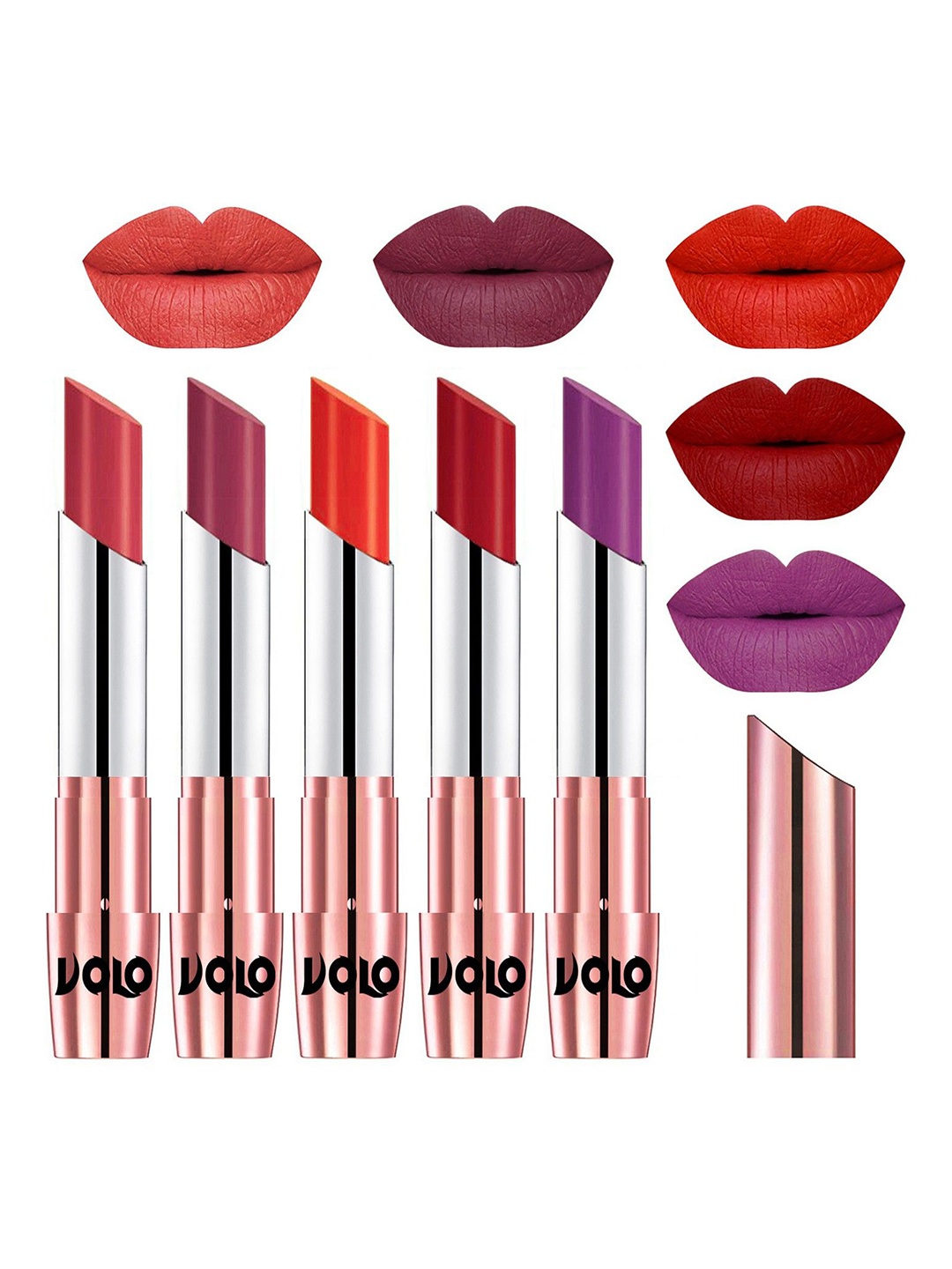 

VOLO Set Of 5 Creme Matte Lipstick - 3.5 g Each - 33-38-39-40-48, Multi