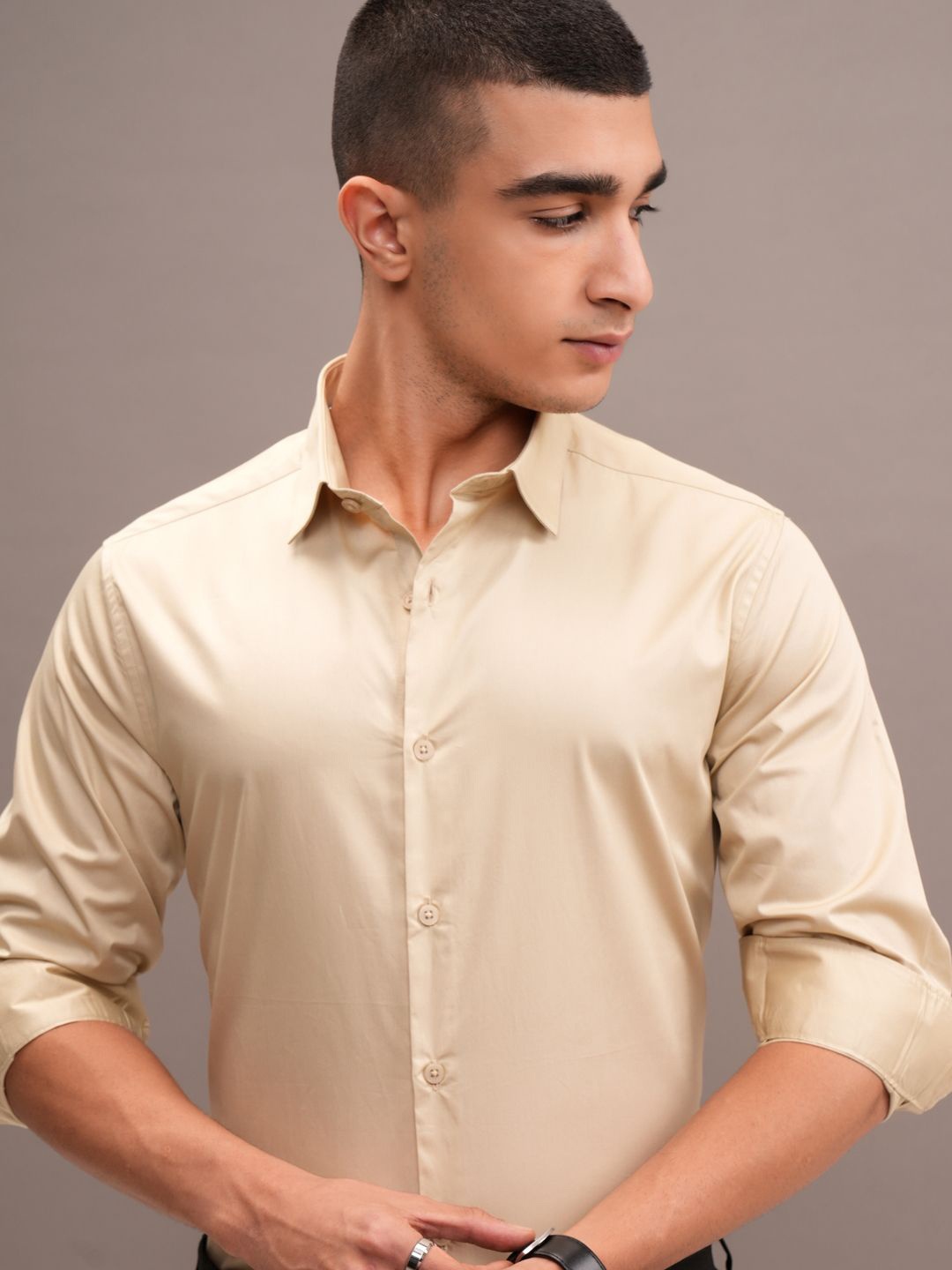 

Highlander Men Solid Occasion Slim Fit Shirt, Beige