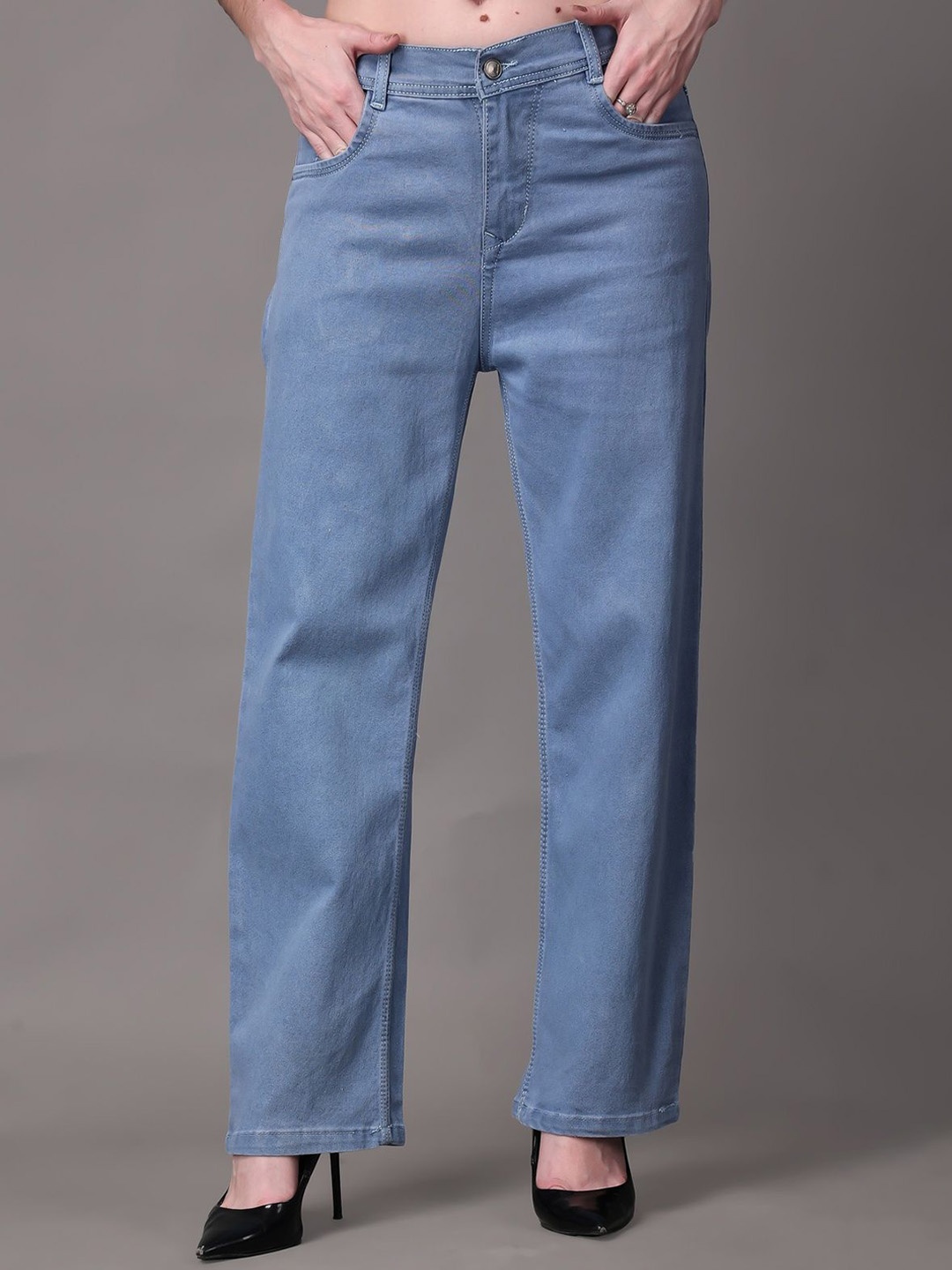 

EDITLOOK Women Comfort Boyfriend Fit Jeans, Blue