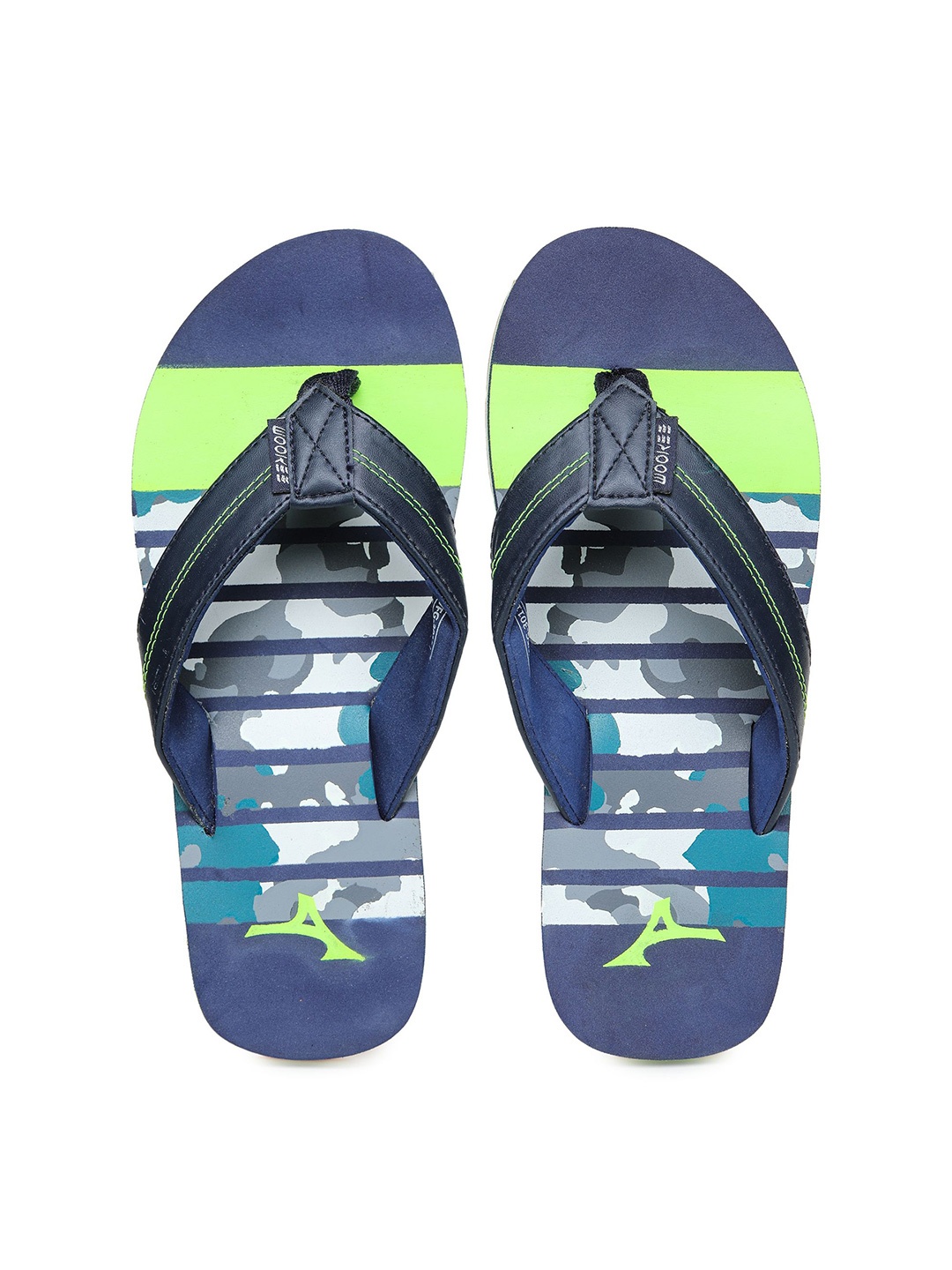 

ABROS Men Printed Thong Flip-Flops, Navy blue