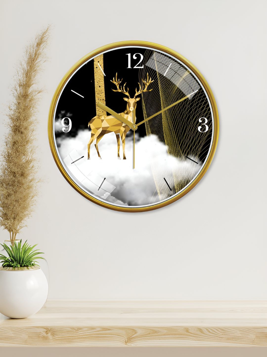 

RANDOM Printed Round Shaped Sweep Silent Movement Contemporary Wall Clock, Black