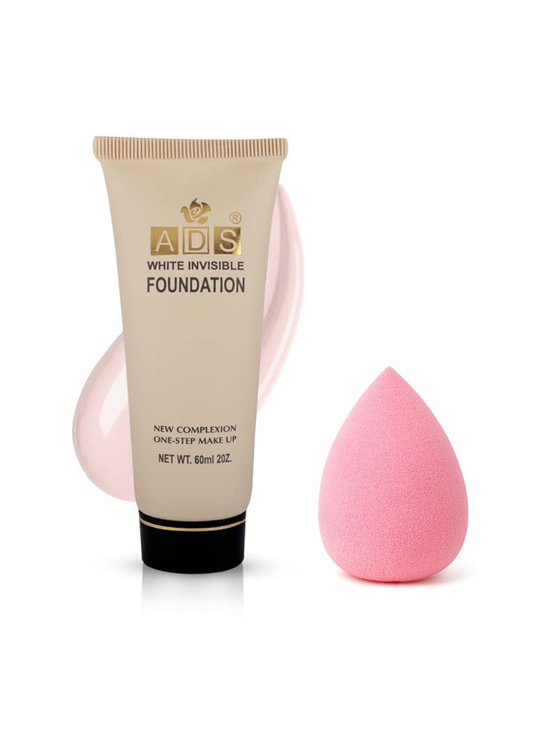 

A.D.S White Invisible Foundation & Sponge Beauty Blender Puff, 60gm Shade-03, Peach