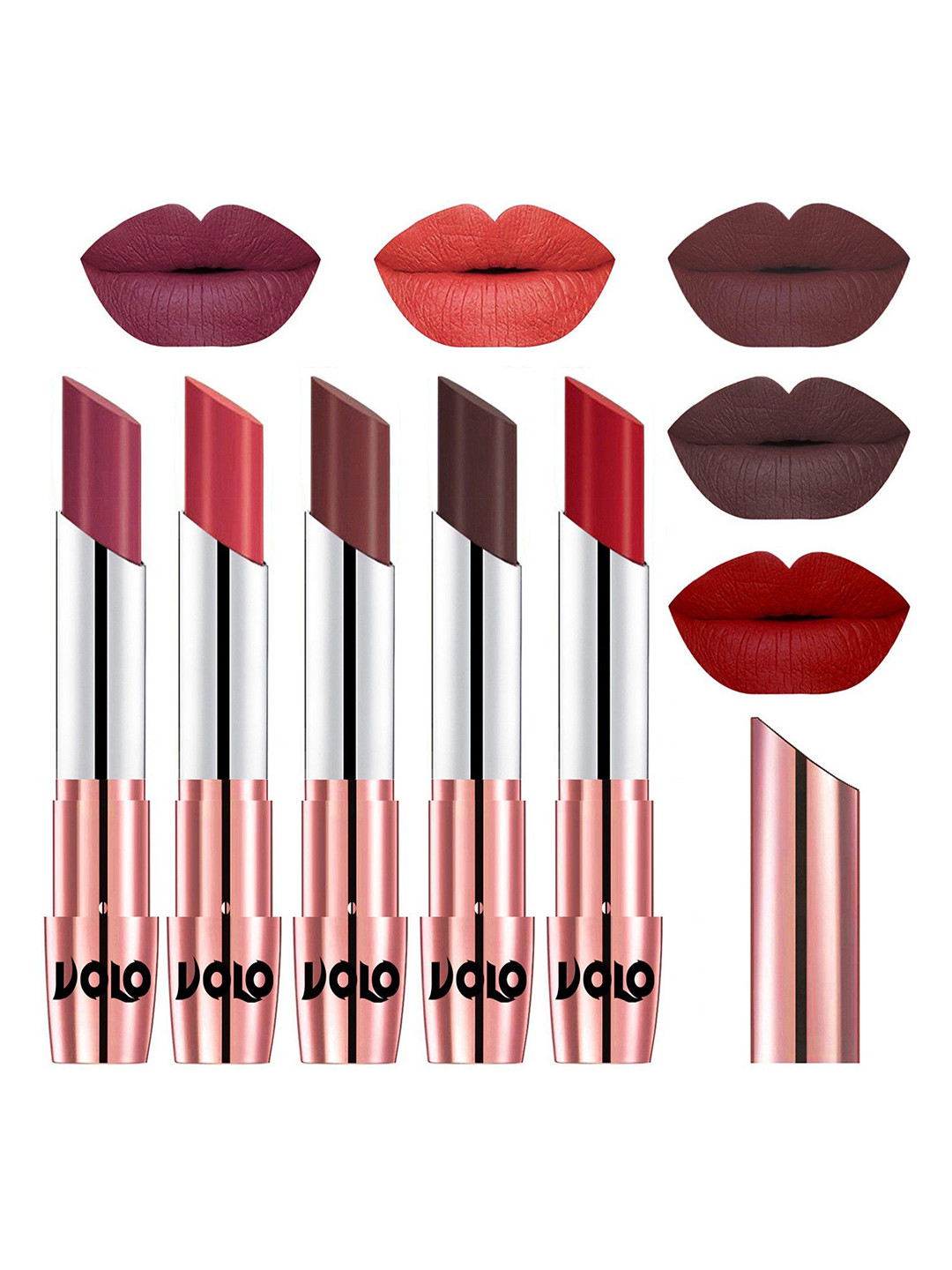 

VOLO Set Of 5 Creme Matte Lipstick - 3.5g Each - 31-33-34-35-40, Multi