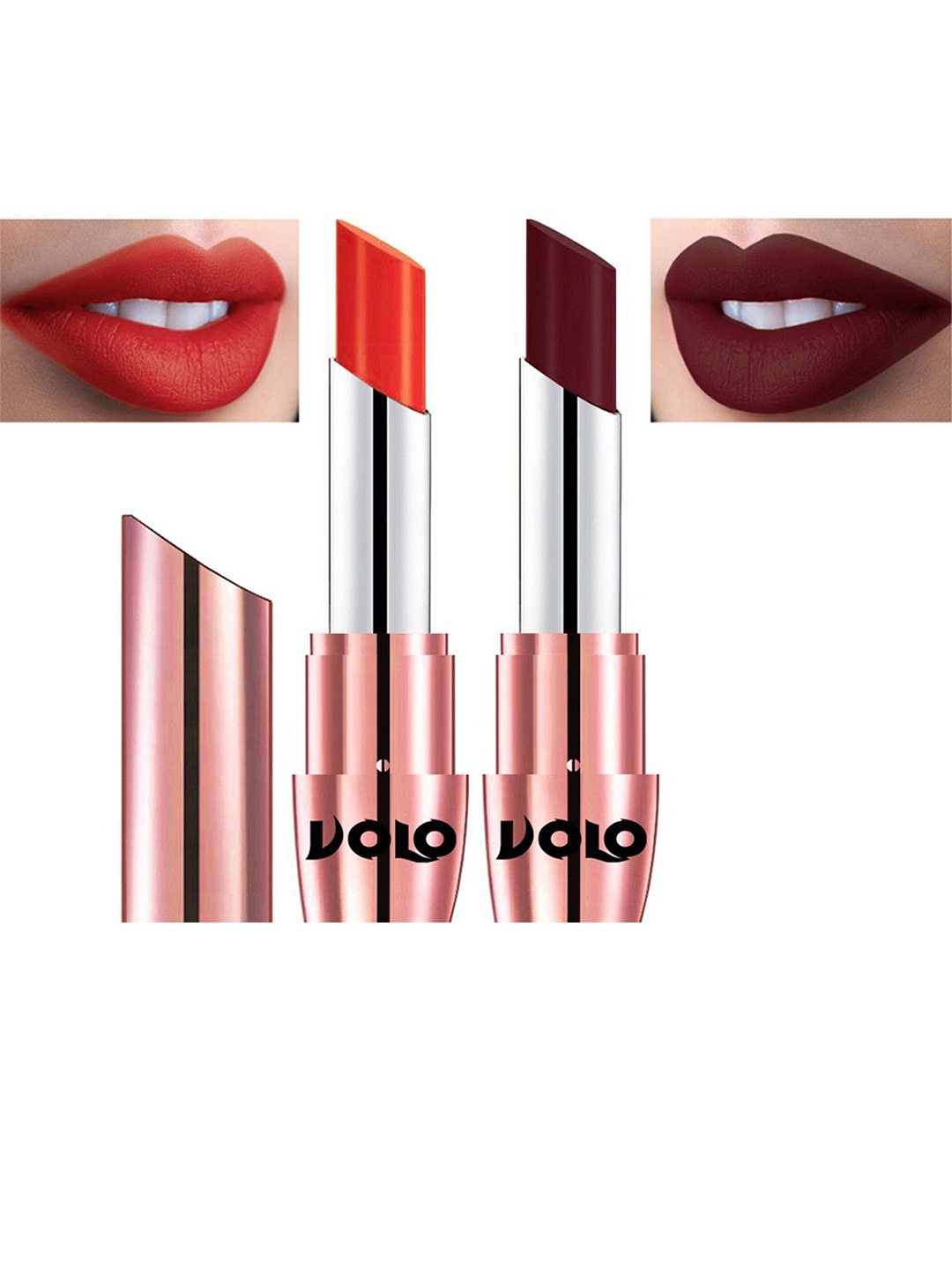 

VOLO Set Of 2 Creme Matte Lipstick - 3.5 g Each - 639 - Maroon 642 - Orange, Multi