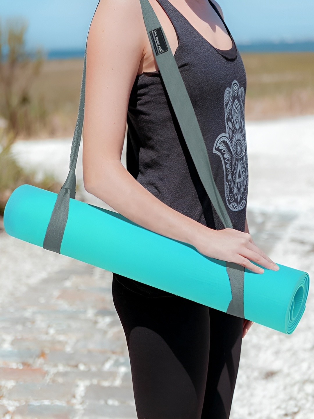 

THE HOME TALK Sea Green and Grey Rectangular Anti-Skid Yoga Mat
