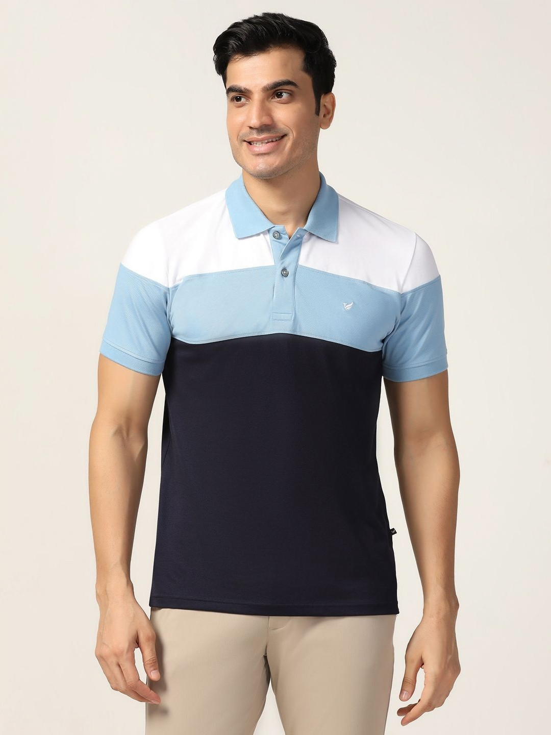 

Blackberrys Men Colourblocked Polo Collar Cotton Slim Fit T-shirt, Blue