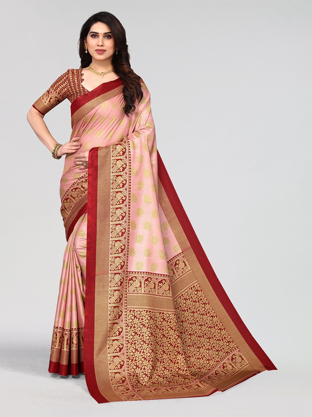 

VIRICA Ethnic Motifs Saree, Peach