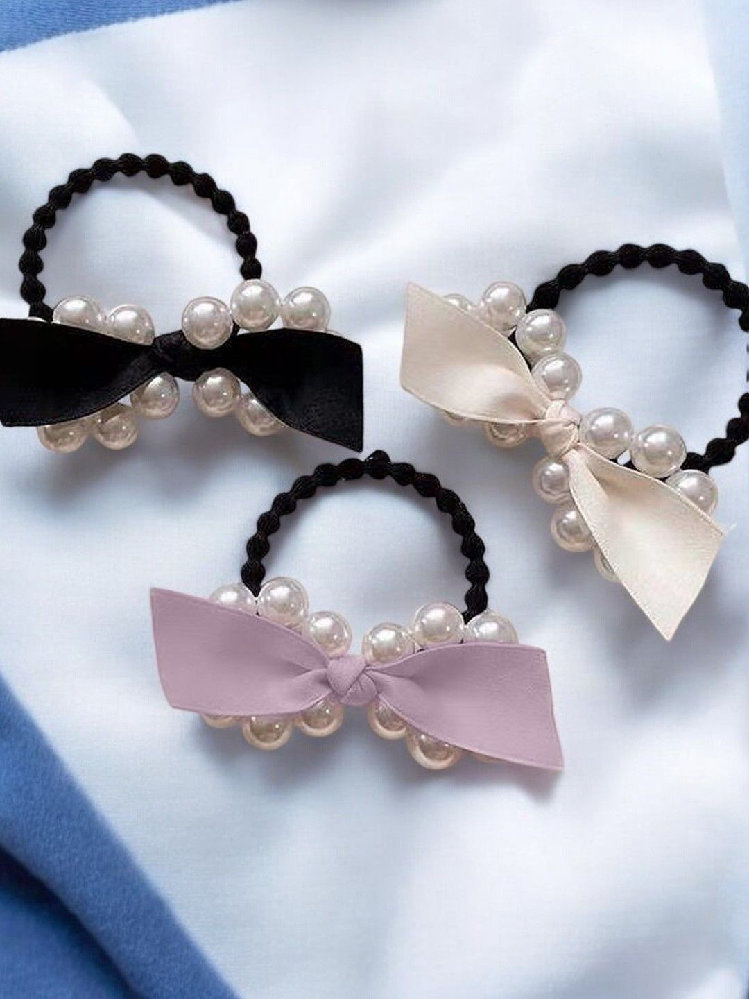 

fabula Women Set of 3 Embellished Ponytail Holders, Purple