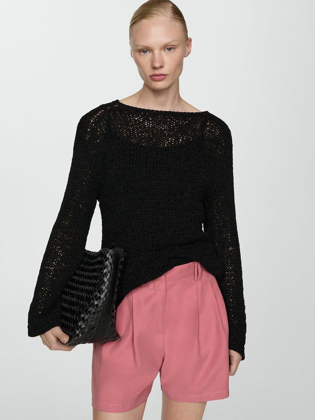 

MANGO Women Pleated Shorts, Rose