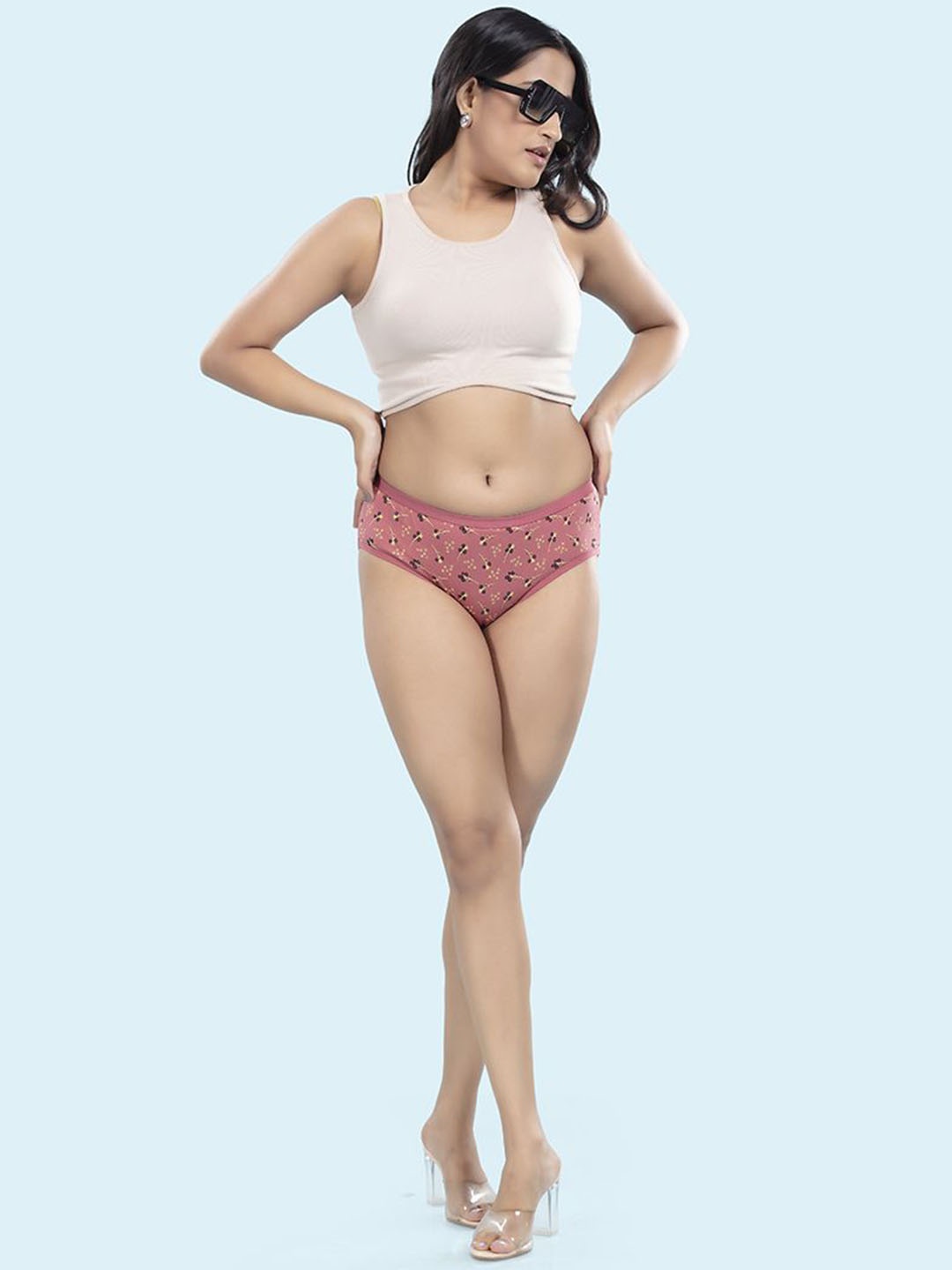 

BOLD & BAE Women Floral Printed Hipster Briefs, Peach
