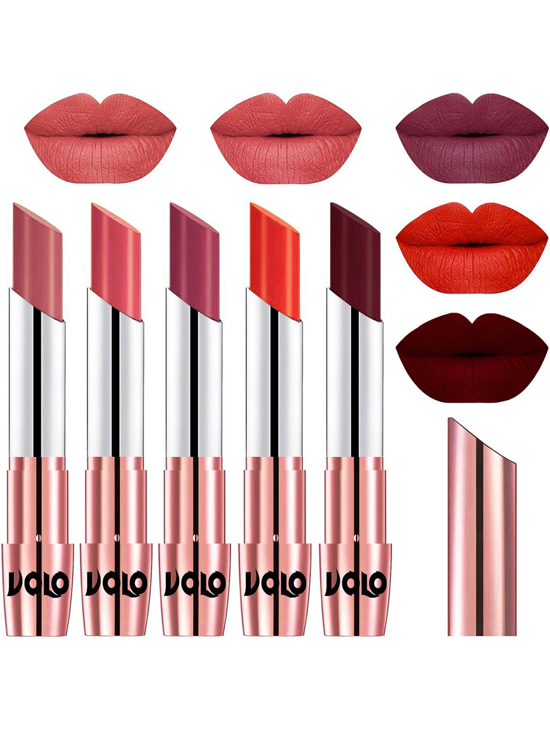 

VOLO Set Of 5 Creme Matte Lipstick-3.5g Each-32-37-38-39-42, Multi