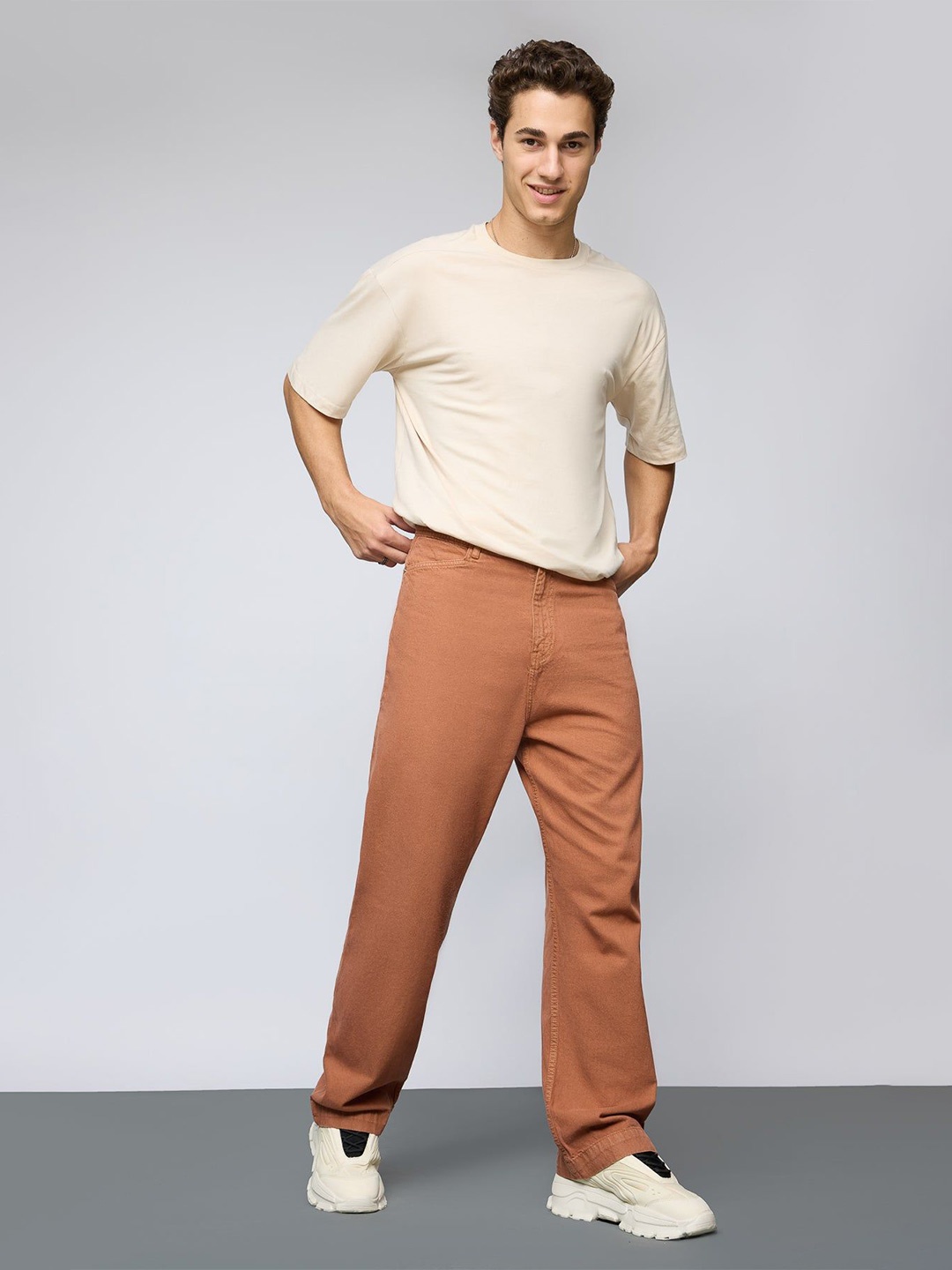 

FREAKINS Men Straight Fit High-Rise Jeans, Brown