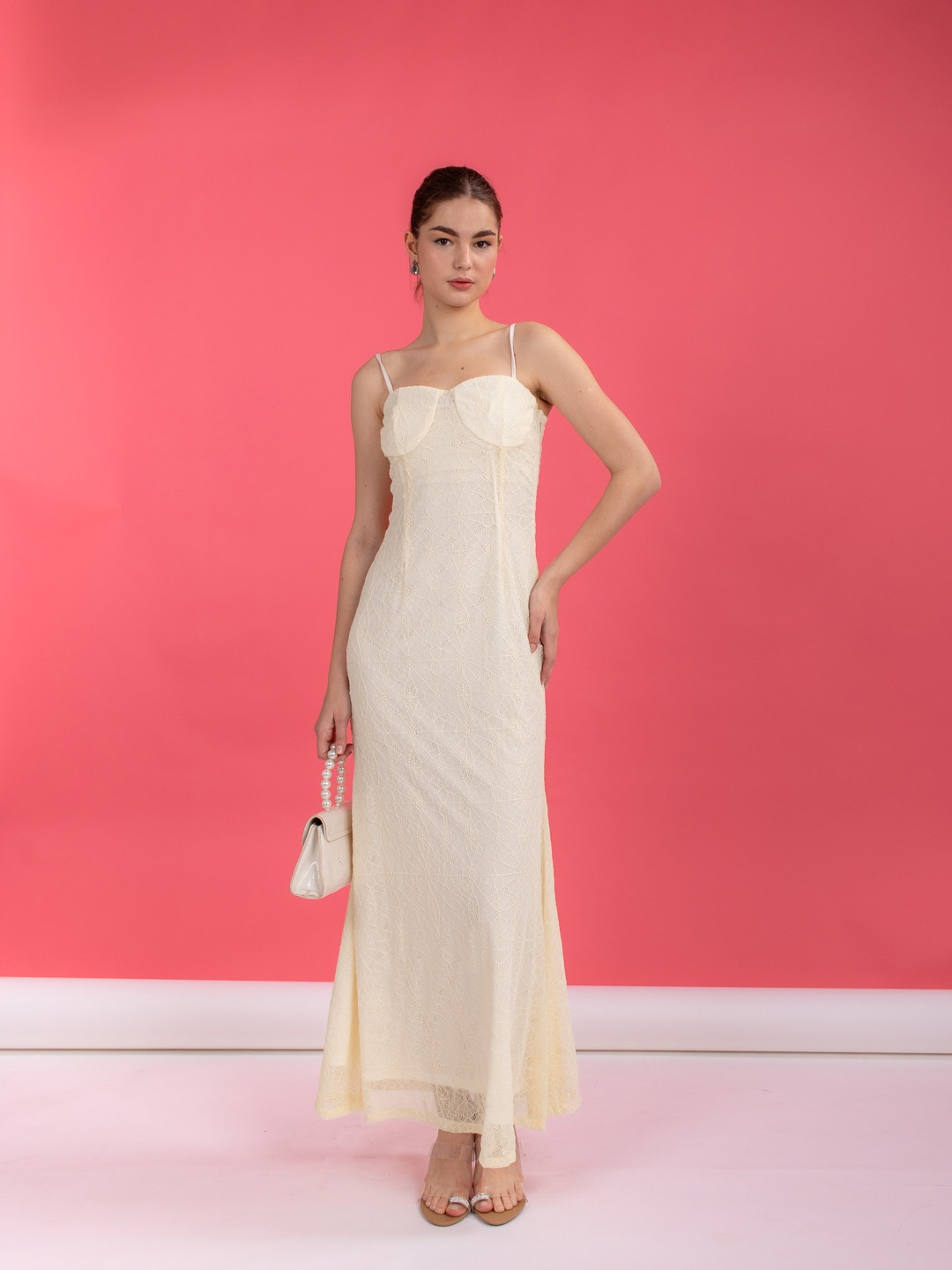 

Stylecast X Hersheinbox Lace Sheath Maxi Dress, Cream
