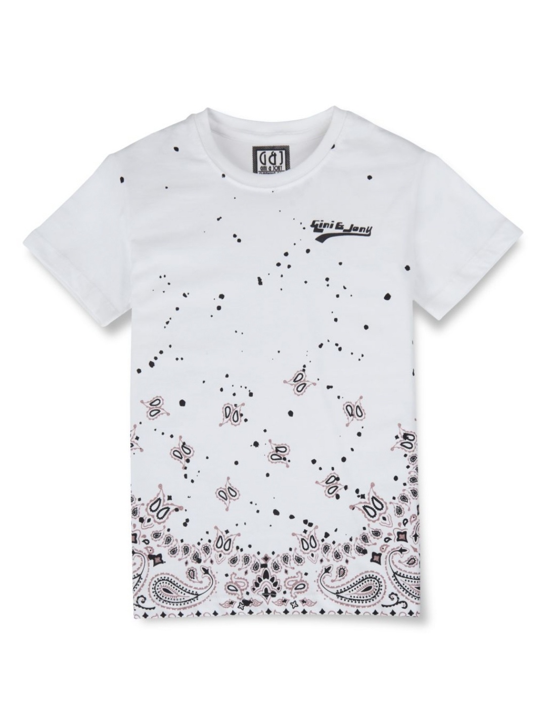 

Gini and Jony Boys Graphic Printed Round Neck Cotton T-shirt, White