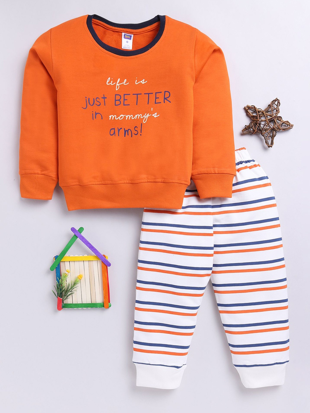 

Nottie Planet Boys Printed Round Neck Sweatshirt With Joggers, Coral
