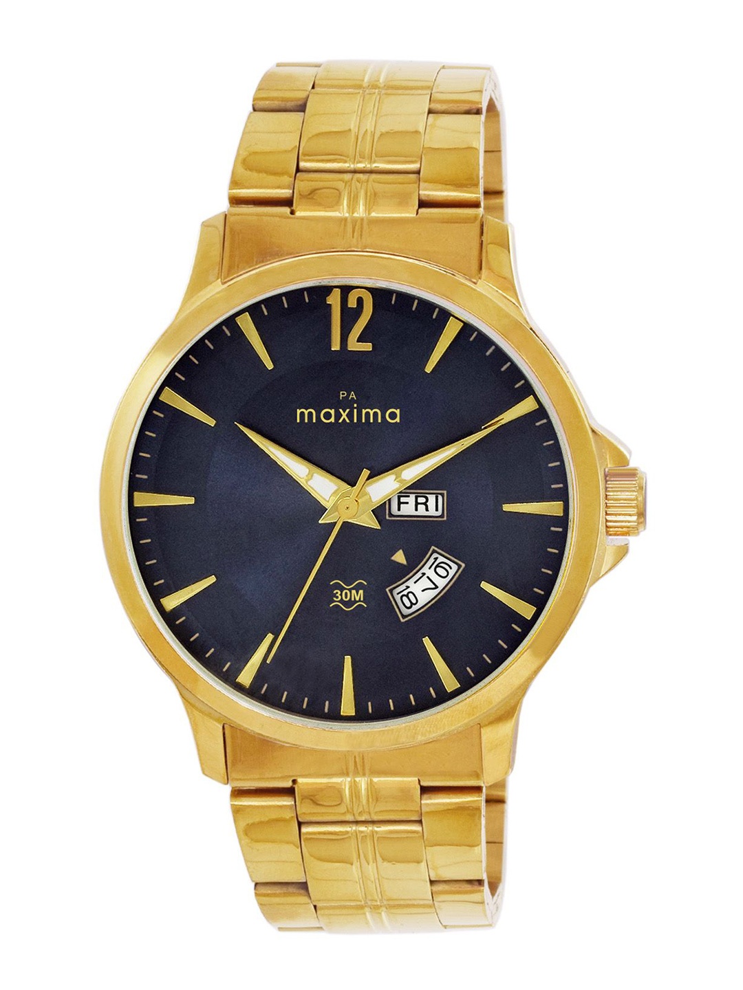 

maxima Men Embellished Dial & Stainless Steel Straps Analogue Watch 68973CMGY, Blue