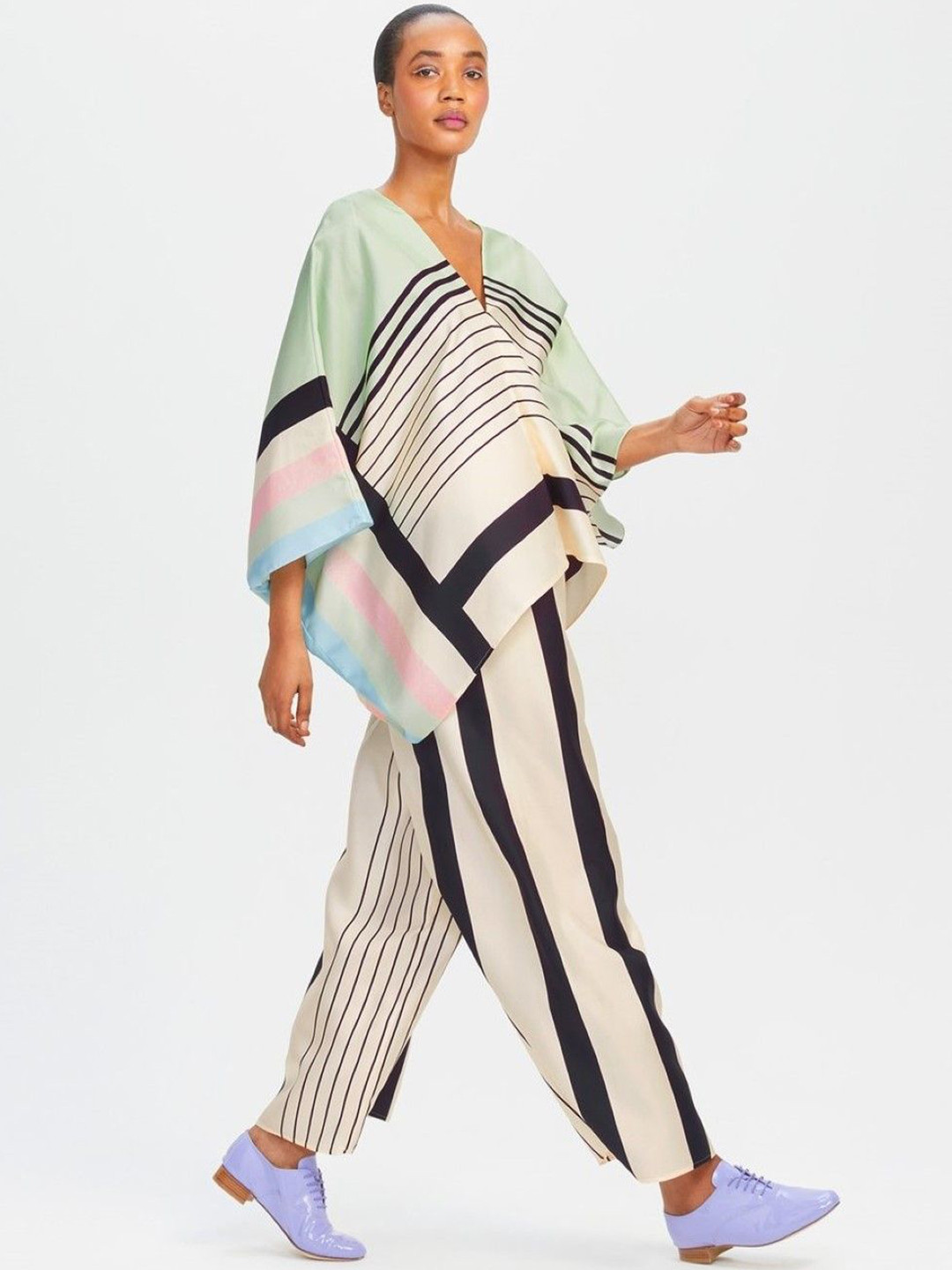 

AUTUMN LANE Striped Pure Cotton Co-Ords, Beige