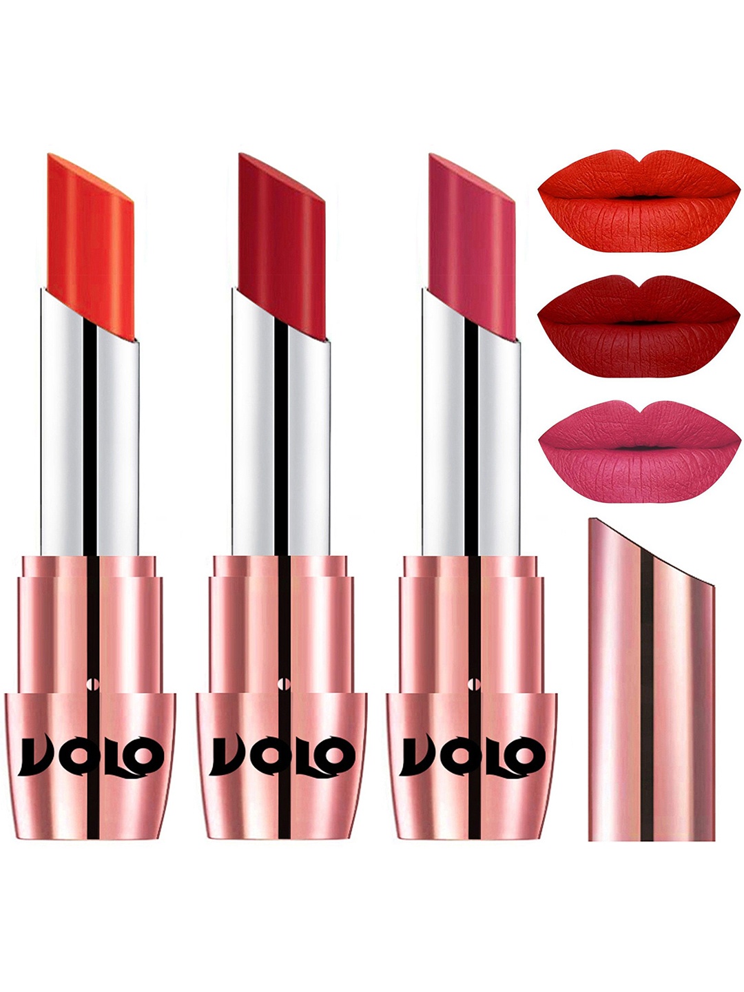 

VOLO Set Of 3 Creme Matte Lipstick - Shades 639-640-641, Red