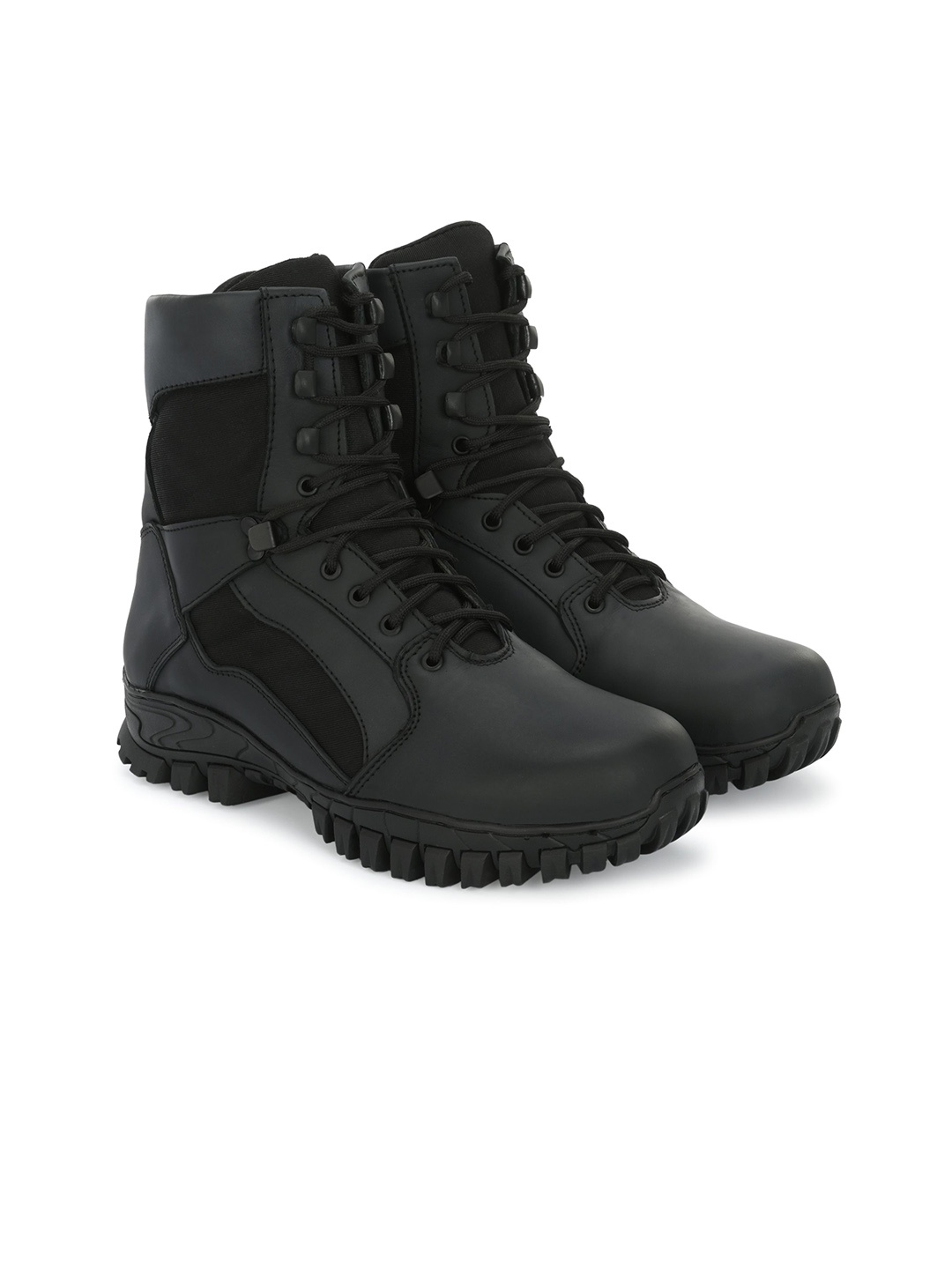 

SHOE DAY Men Block Heeled Leather Biker Boots, Black